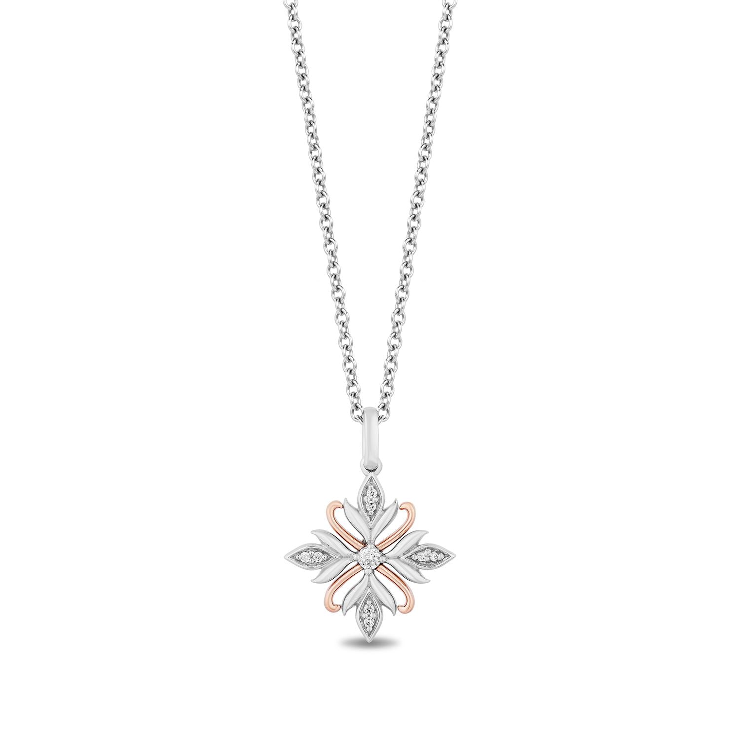 Disney Anna Inspired Diamond Necklace in Sterling Silver 10K