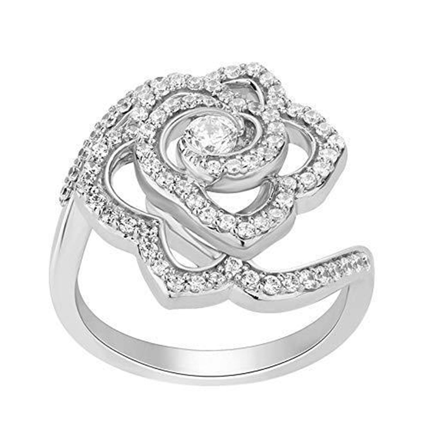 Enchanted Disney Fine Jewelry 14K White Gold 5/8 CTTW Belle Rose Ring