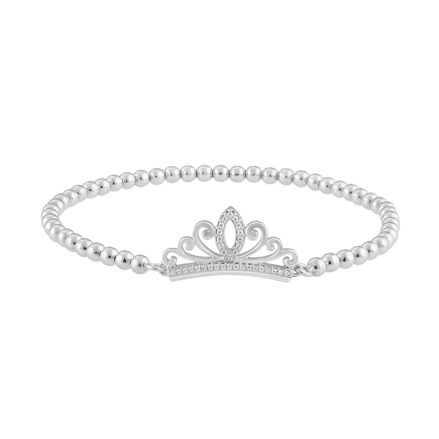Enchanted Disney Fine Jewelry Sterling Silver with 1/10 CTTW Majestic Princess Bracelet