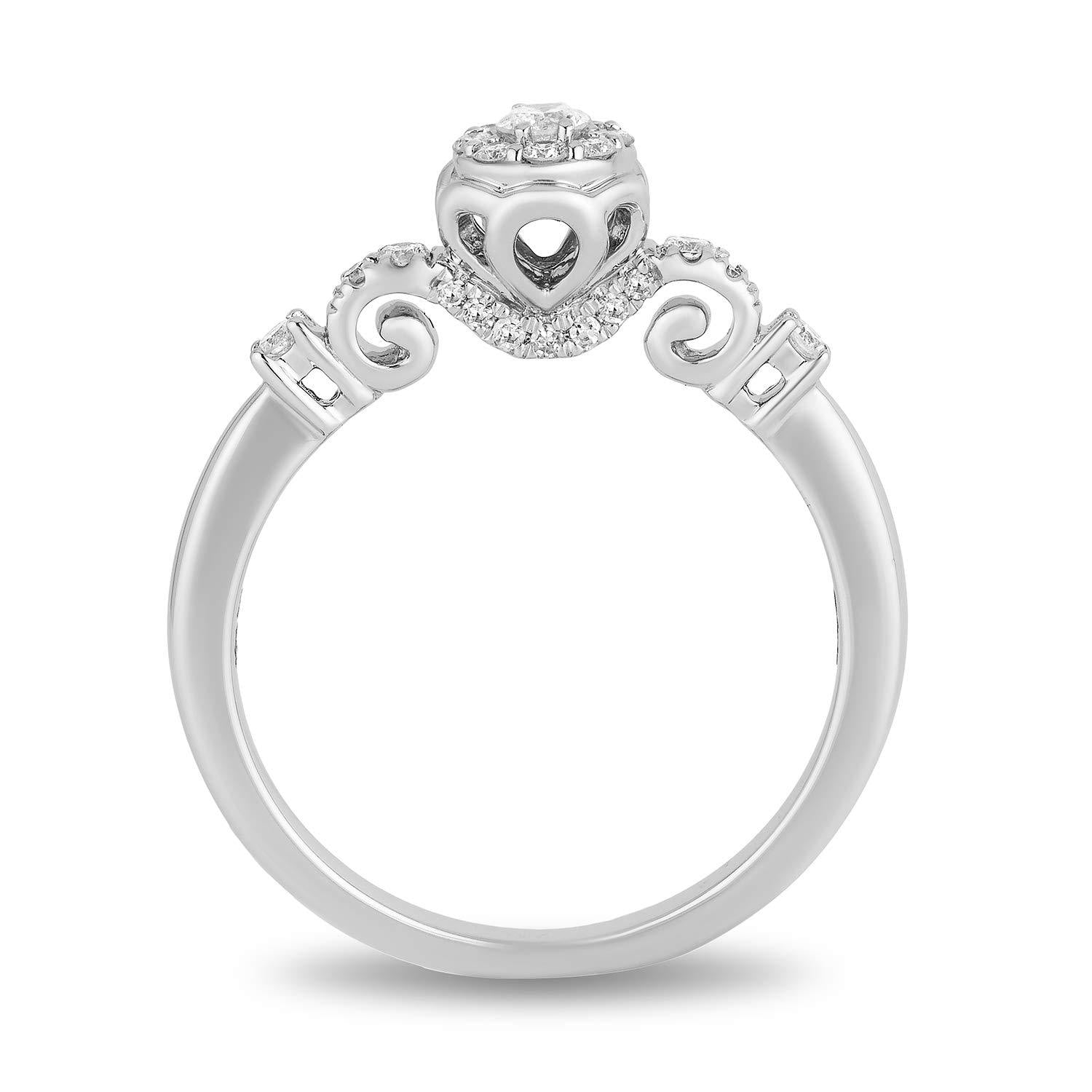 Disney Cinderella Inspired Engagement Ring in 10K White Gold 1/4 CTTW