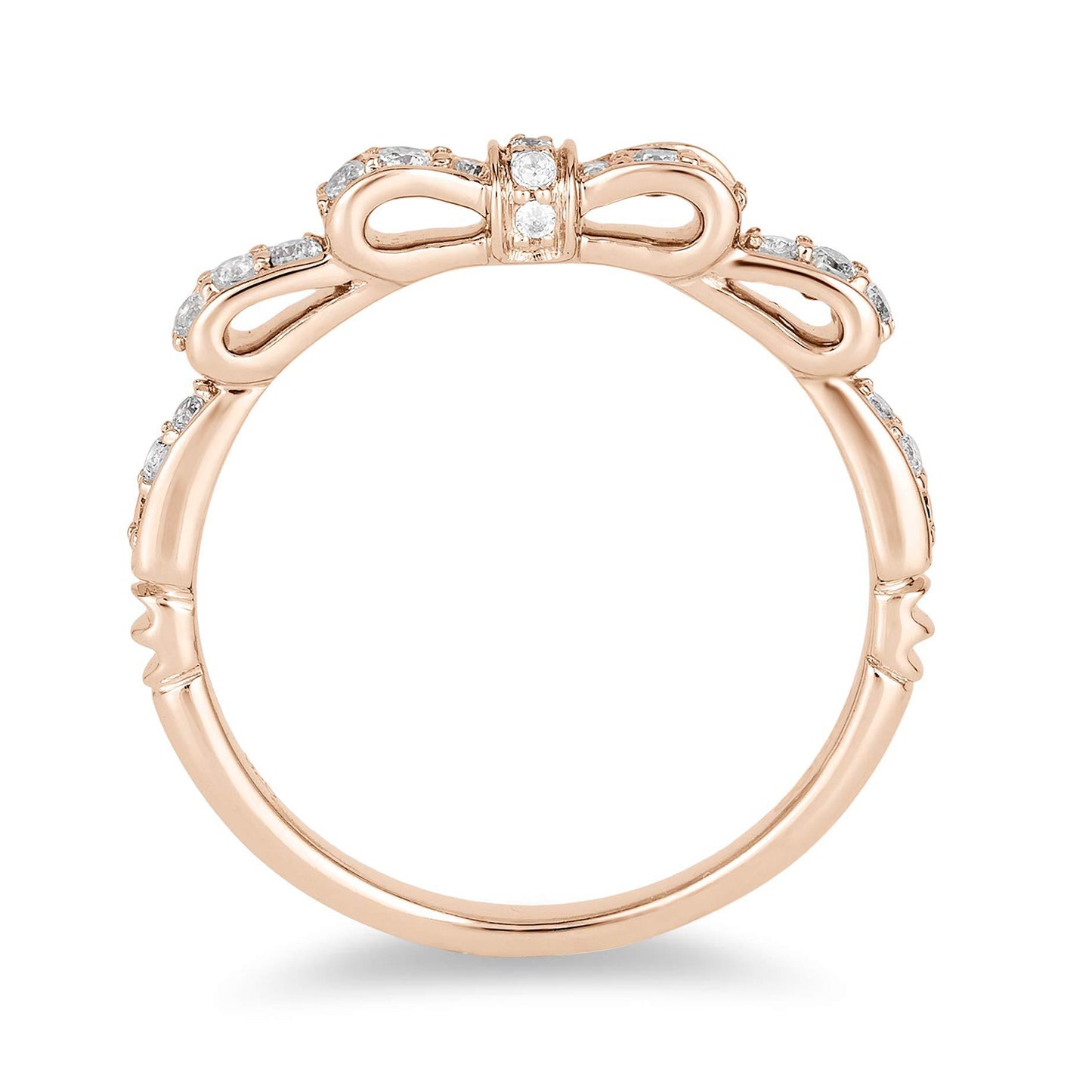 Enchanted Disney Fine Jewelry 14K Rose Gold 1/4 CTTW Snow White Bow Ring