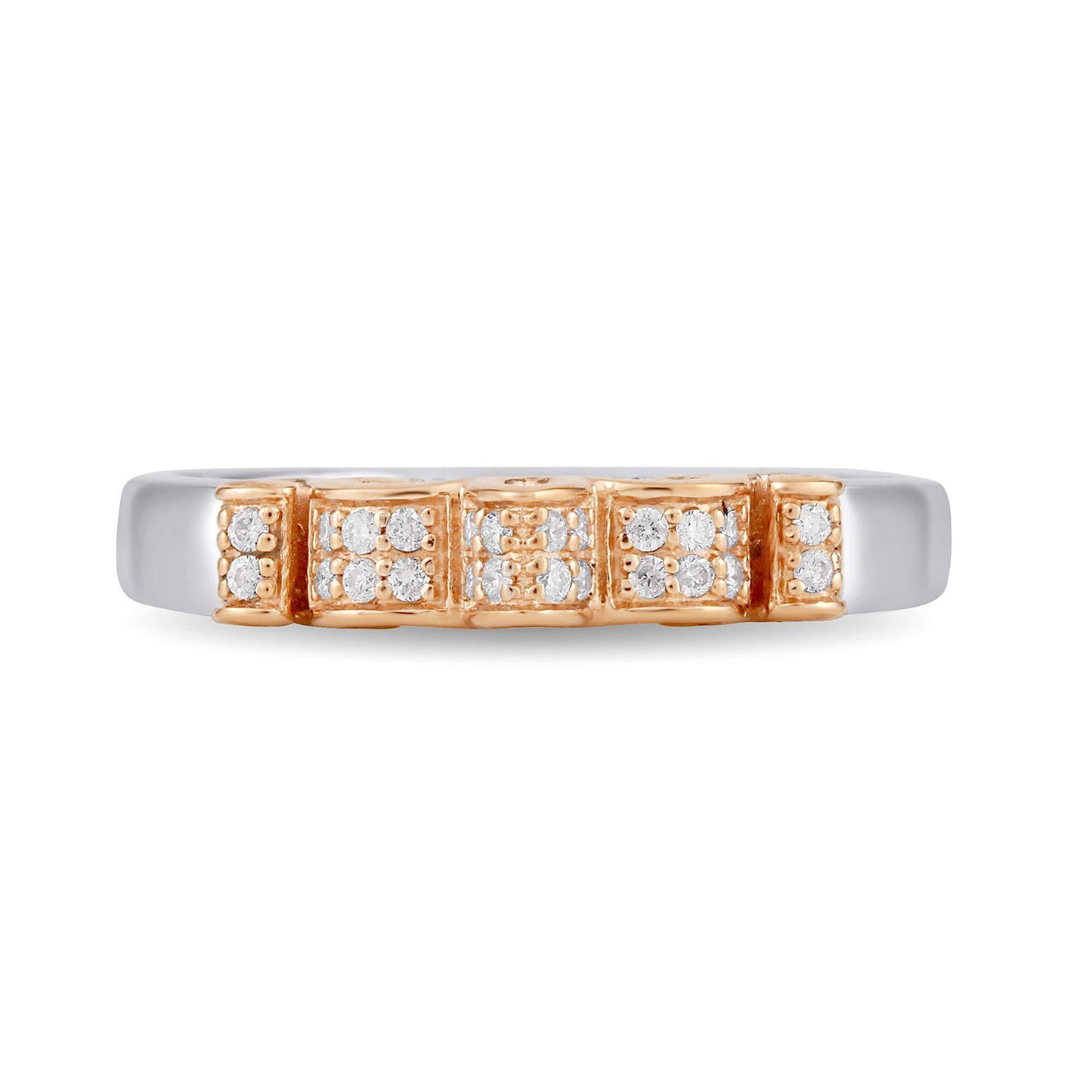 Enchanted Disney Fine Jewelry Sterling Silver and 10K Rose Gold 1/8 CTTW Disney Majestic Princess Ring