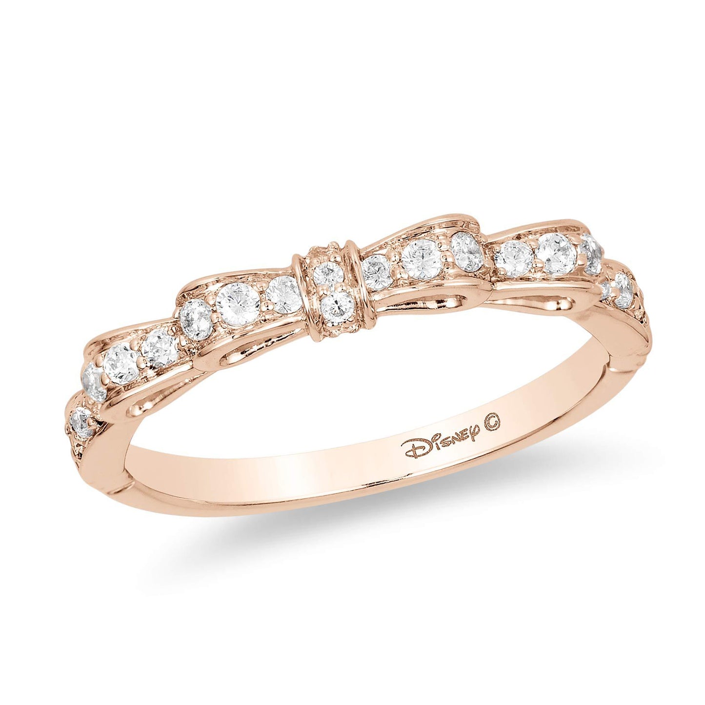 Enchanted Disney Fine Jewelry 14K Rose Gold 1/4 CTTW Snow White Bow Ring