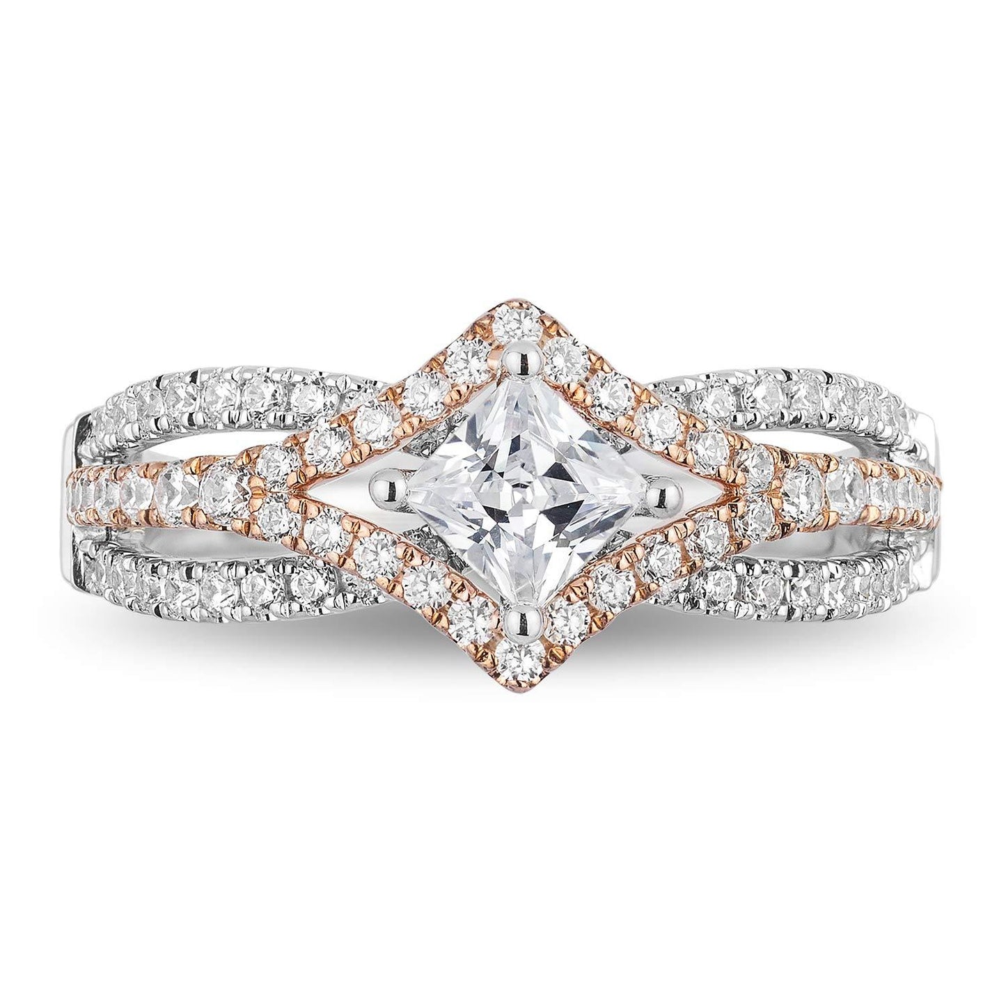 Enchanted Disney Fine Jewelry 14K White Gold and Rose Gold with 1 CTTW Aurora Engagement Ring