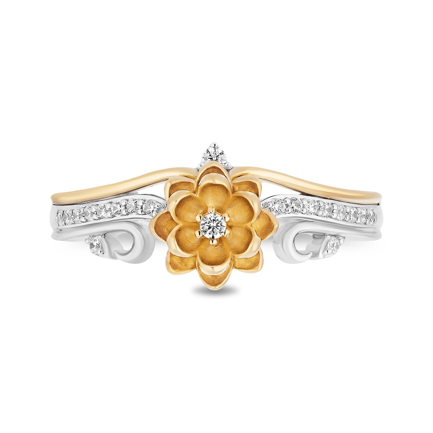 ◇TATIANA◇ Ethnic Flower Bold Ring CR1804 Disney Tiana Inspired Diamond Ring in Sterling Silver & 10K