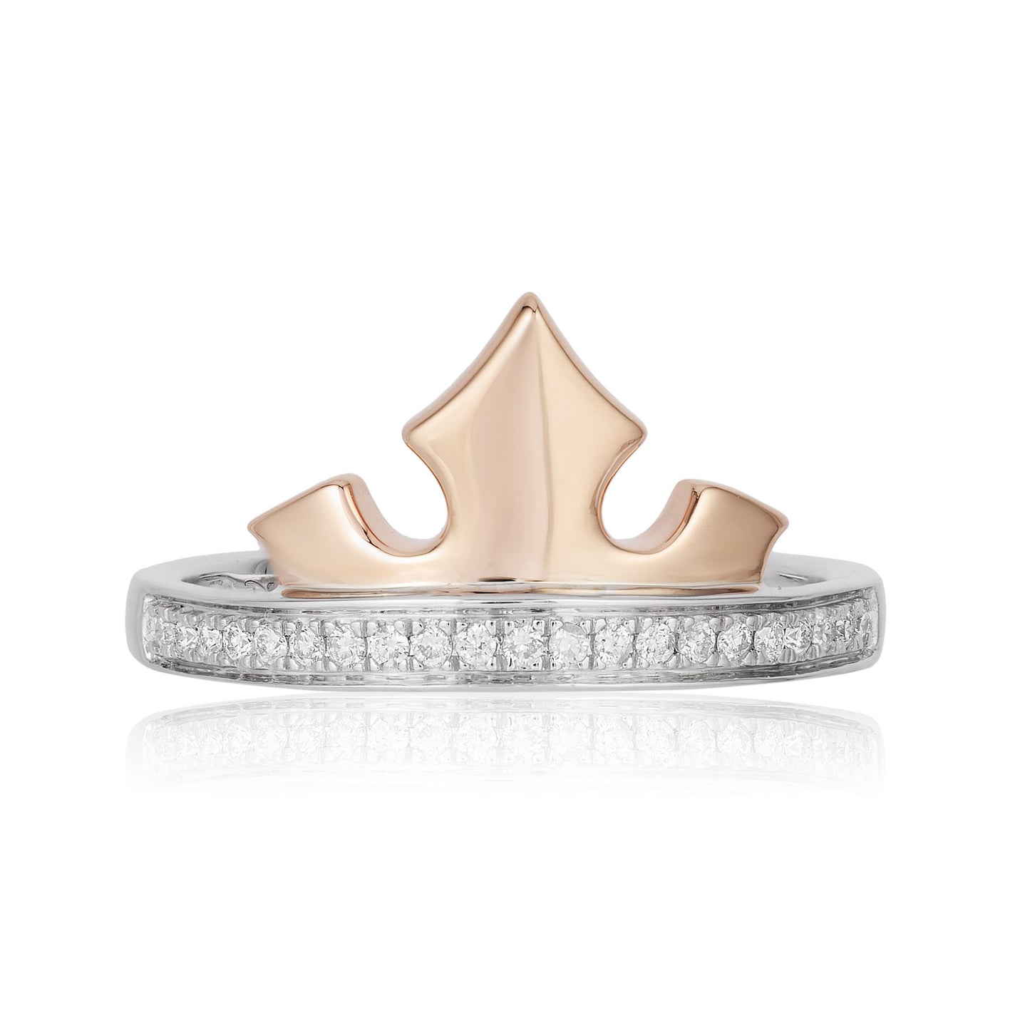 Enchanted Disney Fine Jewelry Sterling Silver and 10k Rose Gold 1/10 CTTW Aurora Tiara Ring