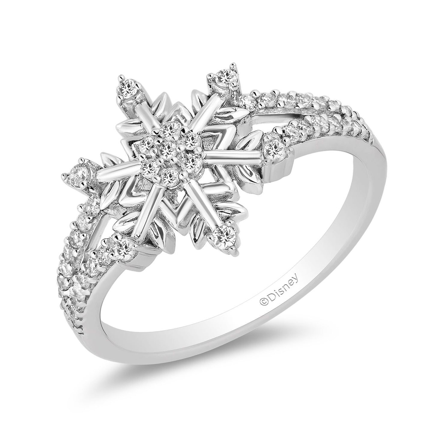 Enchanted Disney Fine Jewelry Sterling Silver 1/4ctw Elsa Snowflake Ring