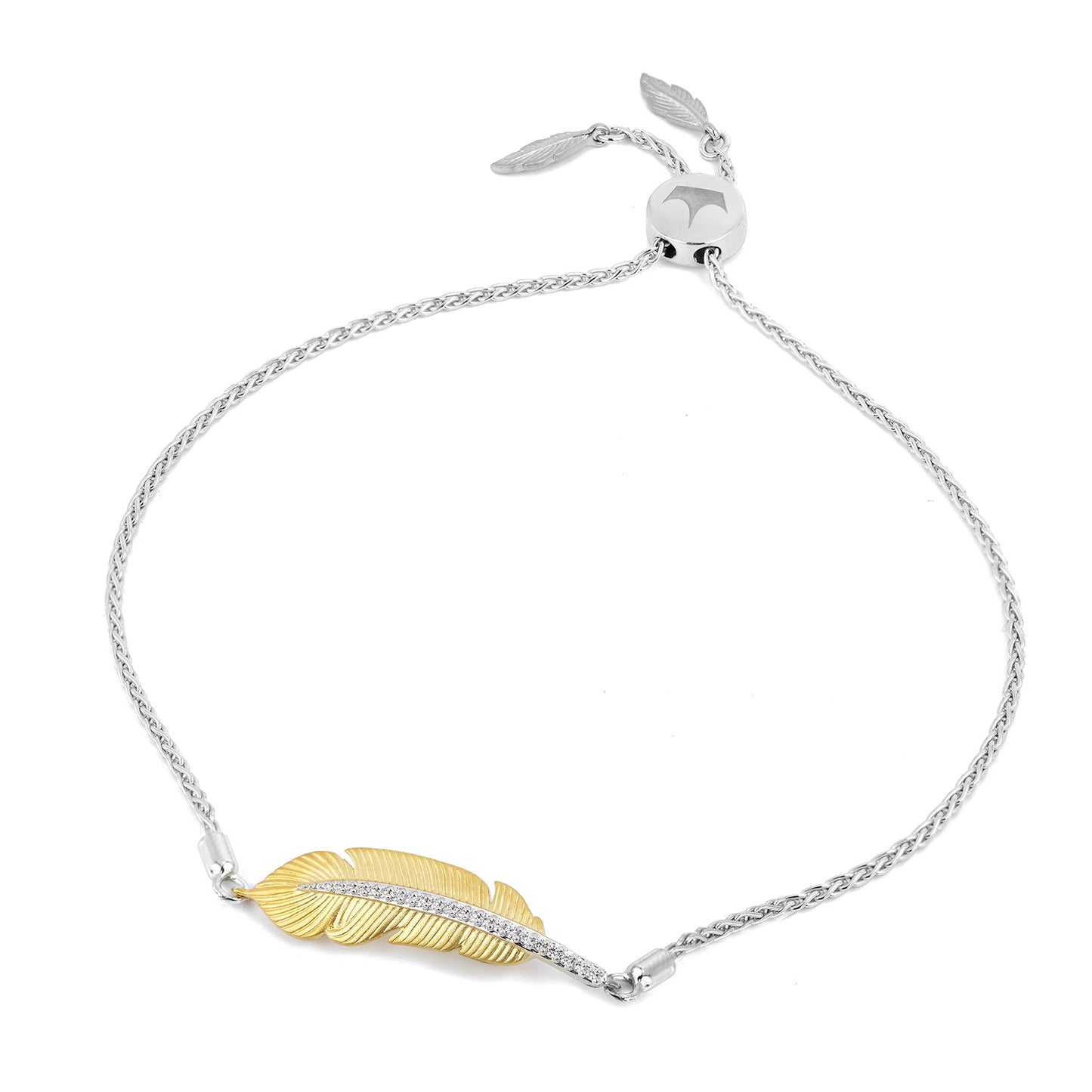 Enchanted Disney Fine Jewelry 10K Yellow Gold and Sterling Silver with 1/10 CTTW Pocahontas Bolo Bracelet