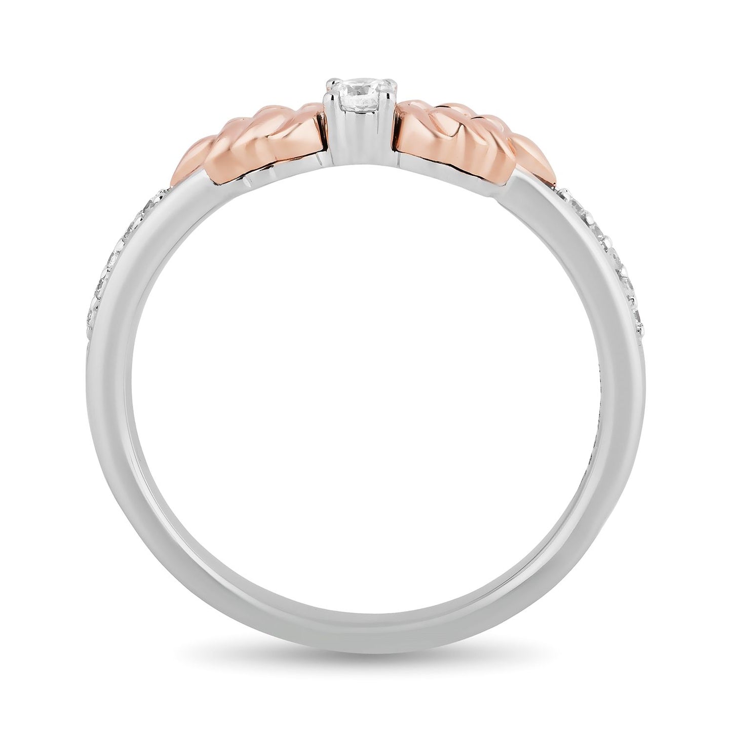 Disney Elsa Inspired Diamond Duo Stack Ring in Sterling Silver and 10K Rose Gold 1/5 CTTW View 6