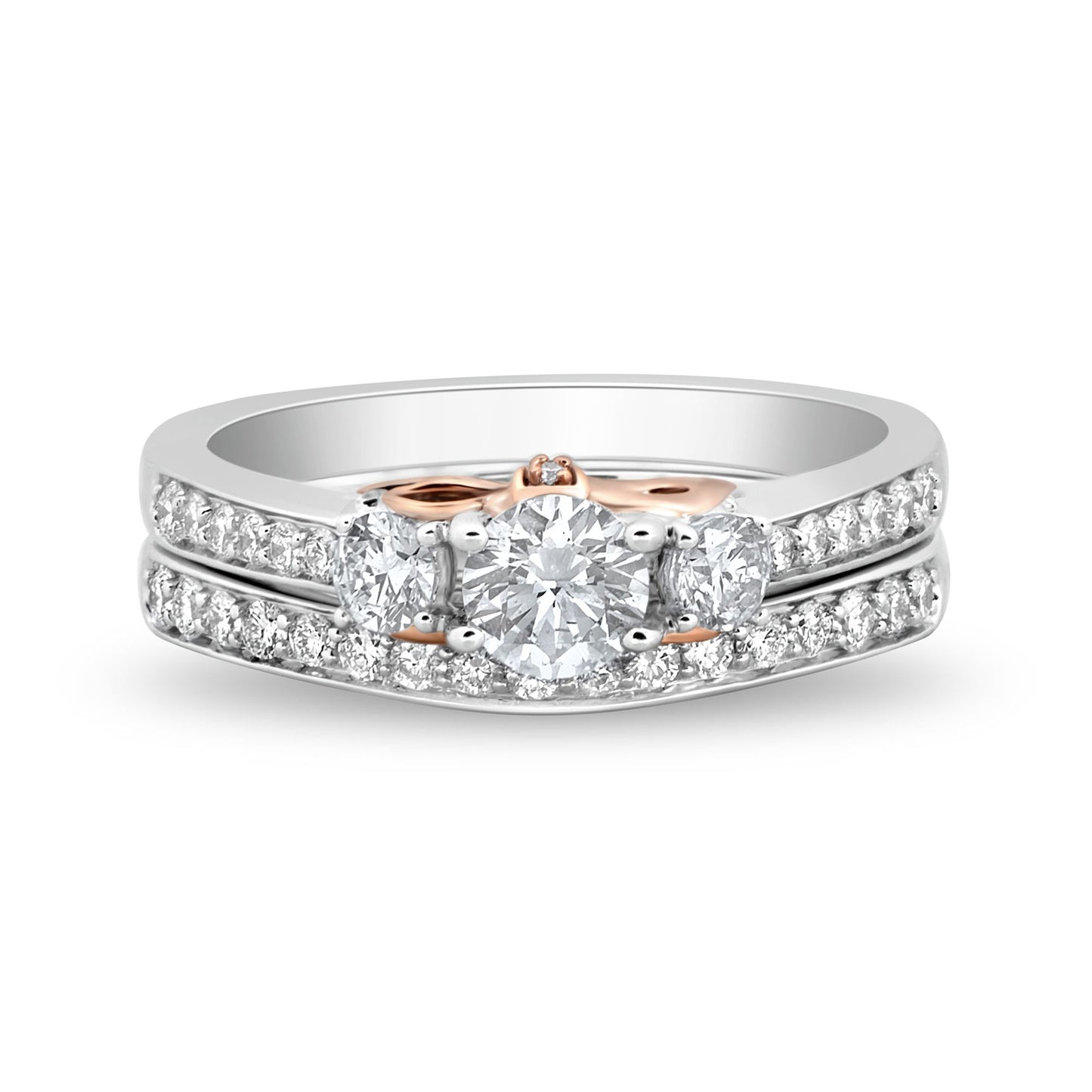 Enchanted Disney Fine Jewelry 14K White Gold and Rose Gold with 1 1/5 CTTW Snow White Bridal Set