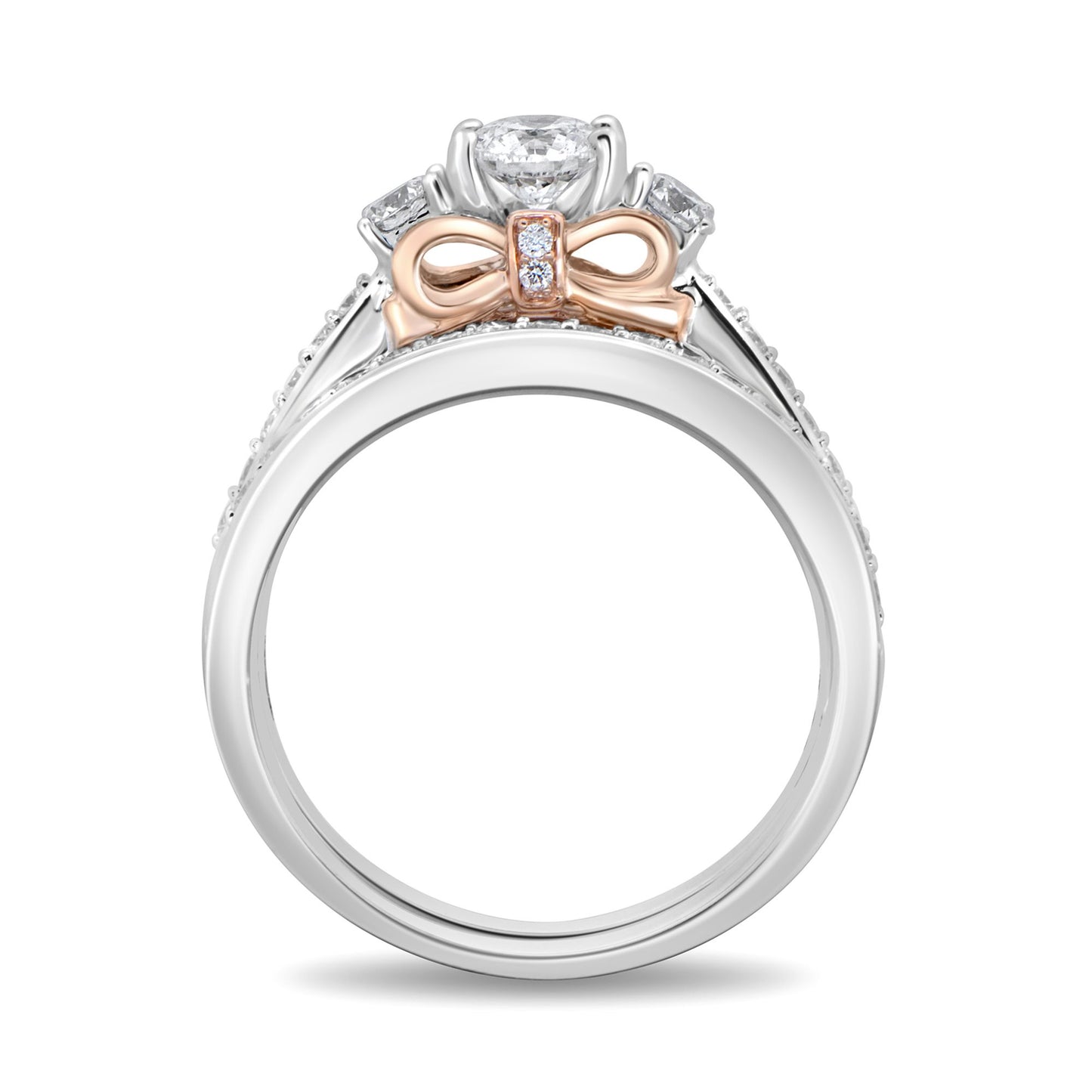 Enchanted Disney Fine Jewelry 14K White Gold and Rose Gold with 1 1/5 CTTW Snow White Bridal Set
