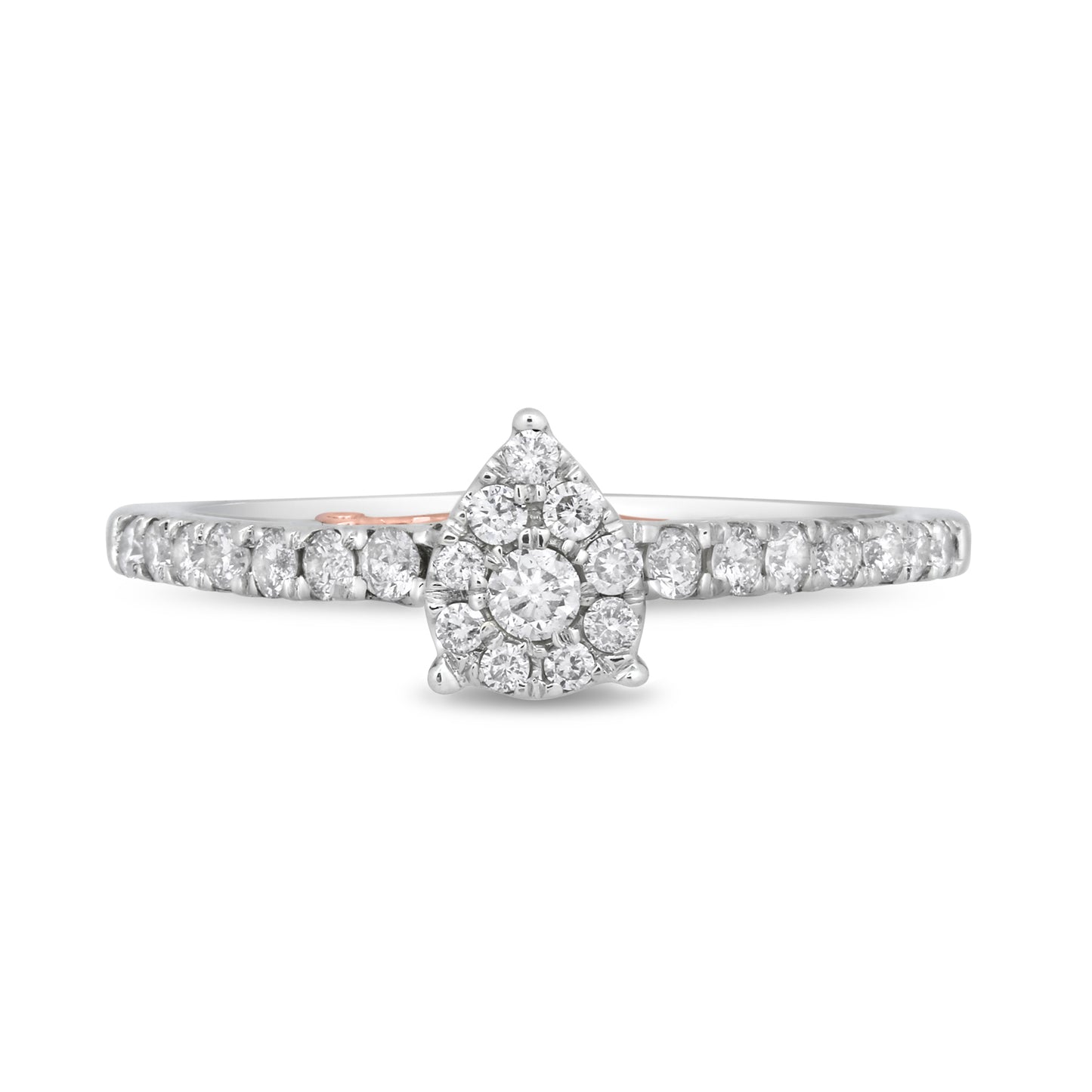 Enchanted Disney Fine Jewelry 10K White Gold and Rose Gold 1/3 CTTW Ariel Shell Engagement Ring