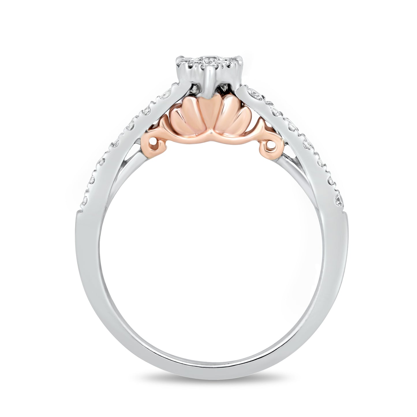 Enchanted Disney Fine Jewelry 10K White Gold and Rose Gold 1/3 CTTW Ariel Shell Engagement Ring