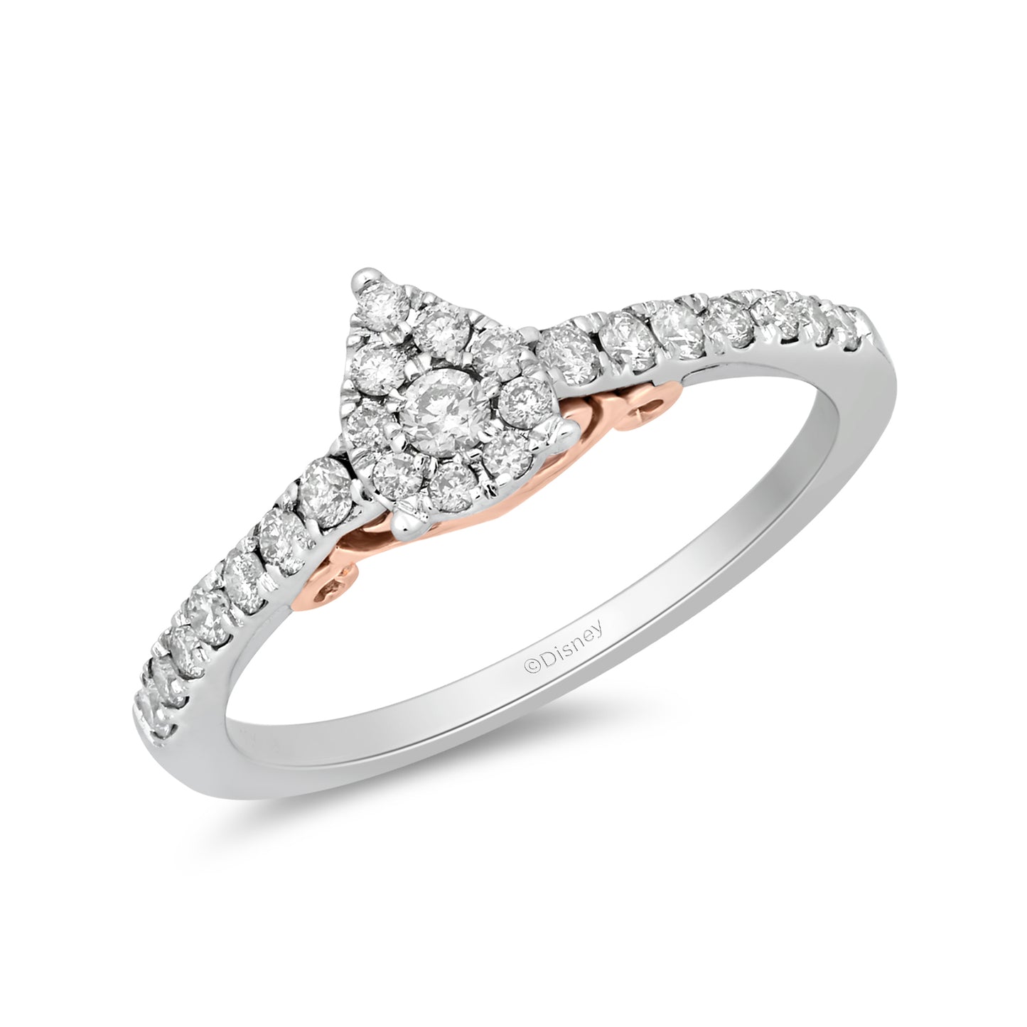 Enchanted Disney Fine Jewelry 10K White Gold and Rose Gold 1/3 CTTW Ariel Shell Engagement Ring