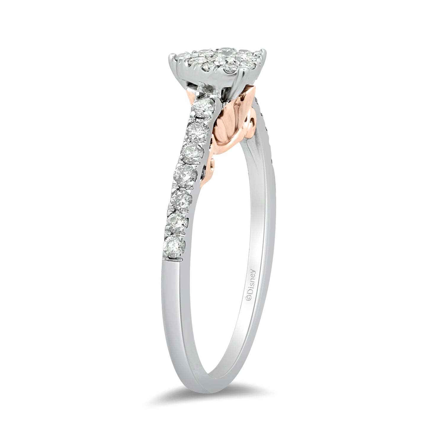 Enchanted Disney Fine Jewelry 10K White Gold and Rose Gold 1/3 CTTW Ariel Shell Engagement Ring