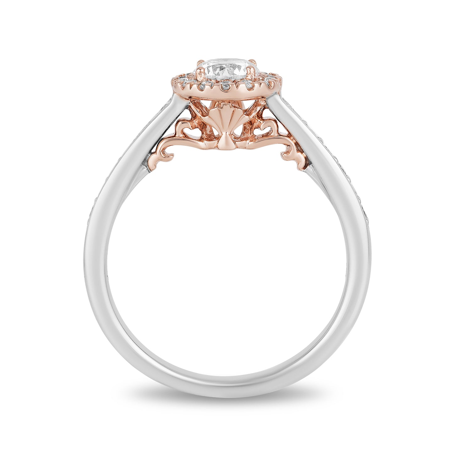 Disney Ariel Inspired Diamond Engagement Ring in 14K White Gold and Rose Gold 9/10 CTTW View 3