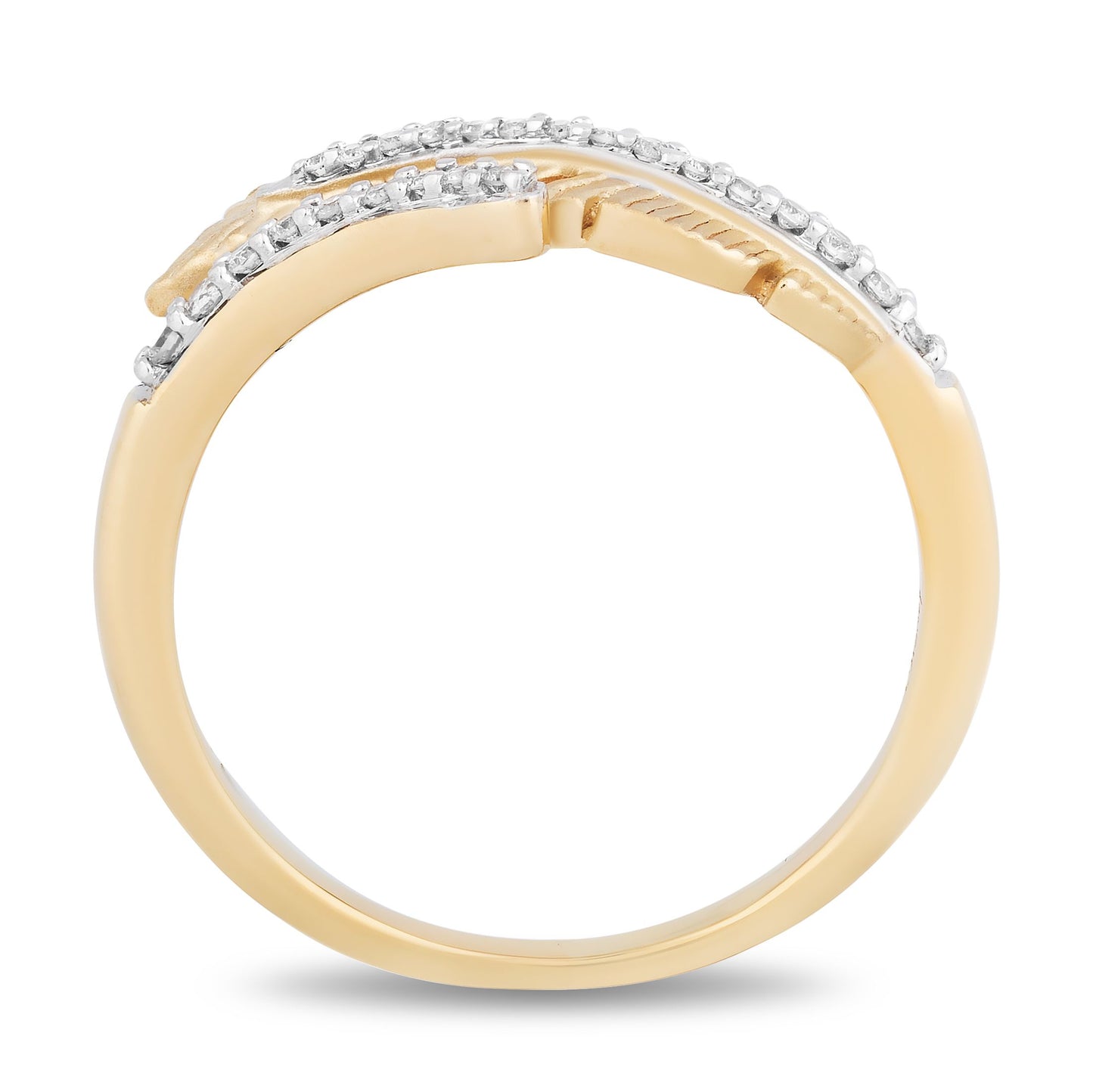 Enchanted Disney Fine Jewelry 10K Yellow Gold 1/10 CTTW Pocahontas Feather Ring