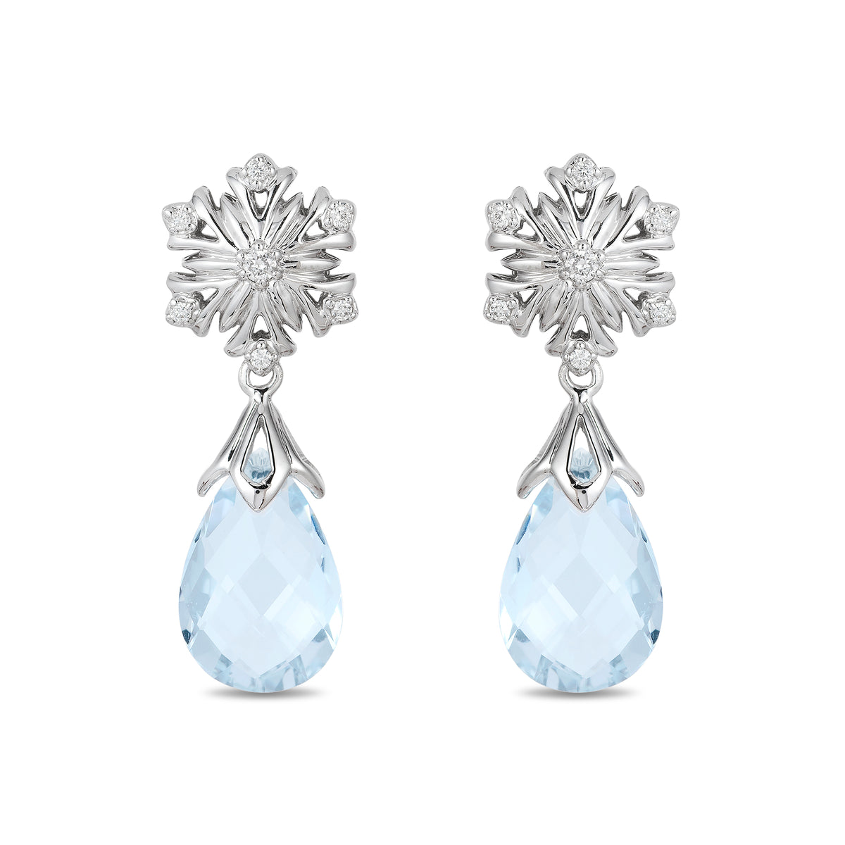 Disney Elsa Inspired Diamond Aquamarine Earrings in 14K White