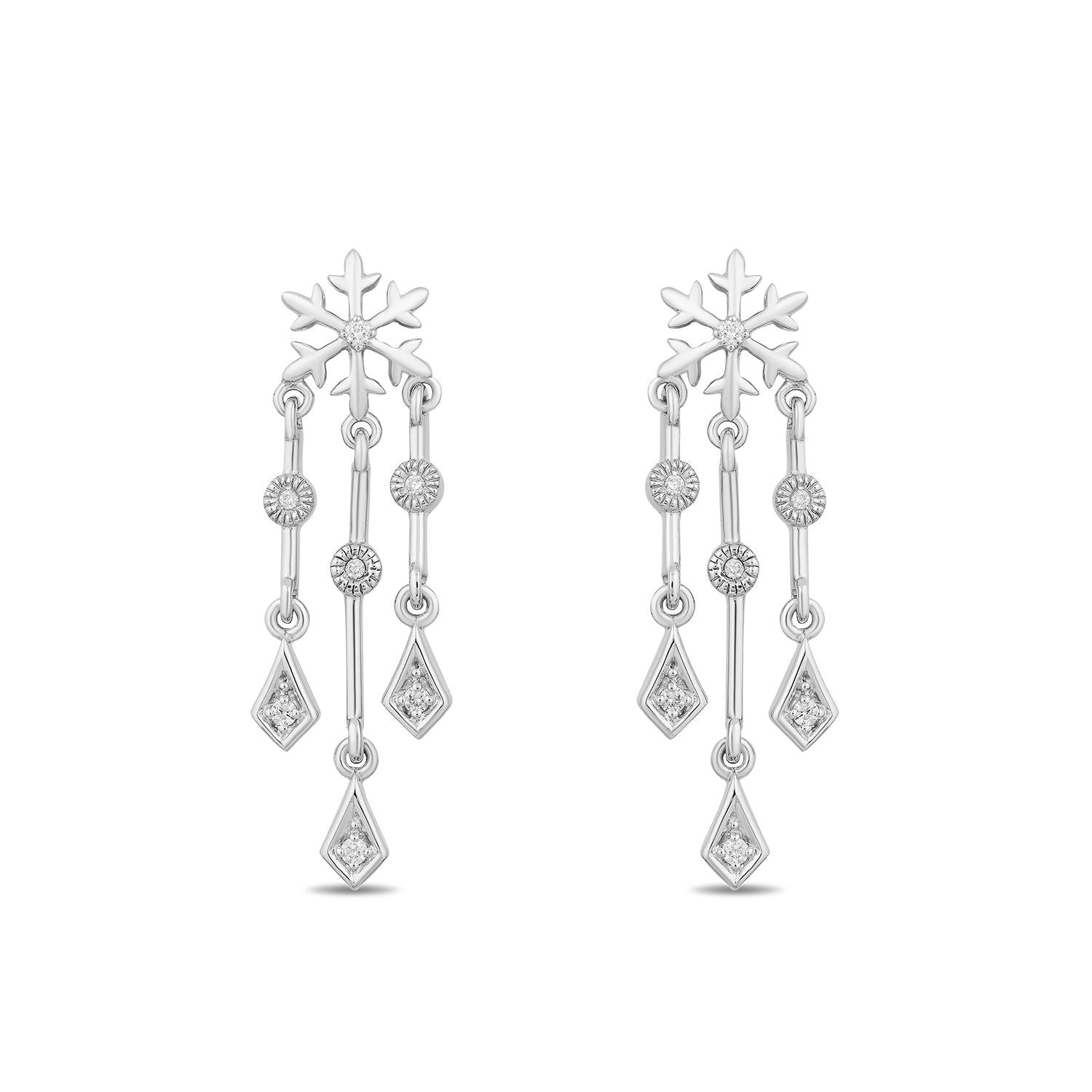 Disney Elsa Inspired Frozen Dangling Diamond Earrings 1/10 CTTW ...