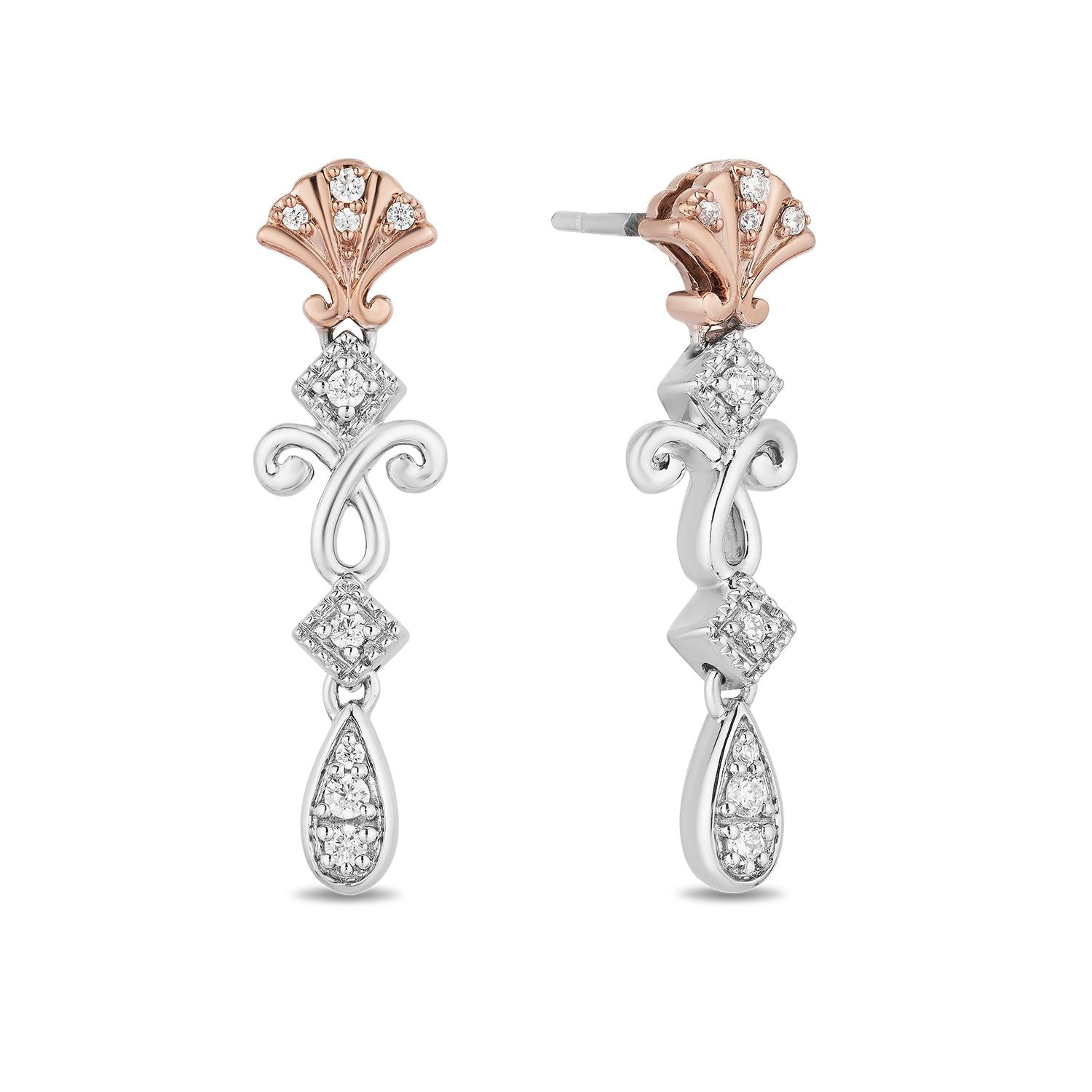 Disney Ariel Inspired Shell Diamond Earring 14K Rose Gold | Enchanted Disney Fine Jewelry