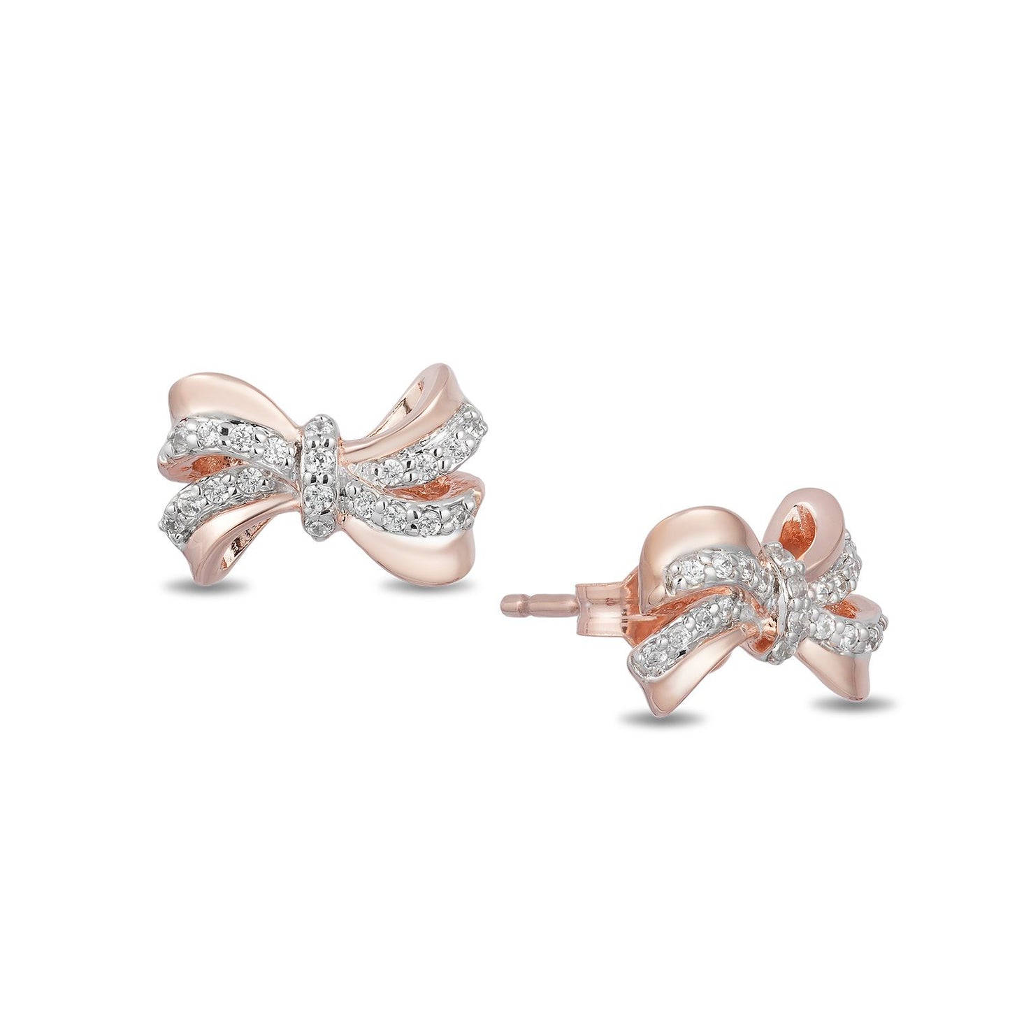 Disney Snow White Inspired Bow Diamond Earrings 1/10 CTTW View 1
