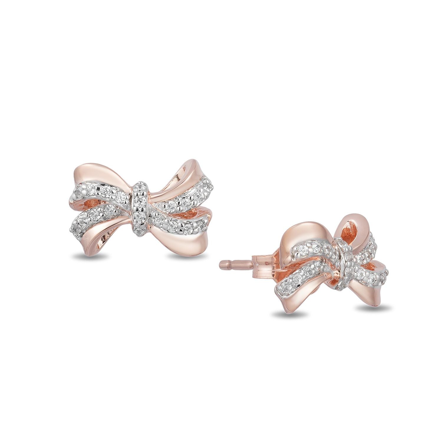 Disney Snow White Inspired Bow Diamond Earrings 1/10 CTTW View 1
