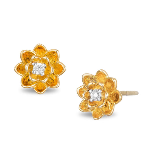 Disney Tiana Inspired Earrings 10K Yellow Gold 1/20 CTTW View 1