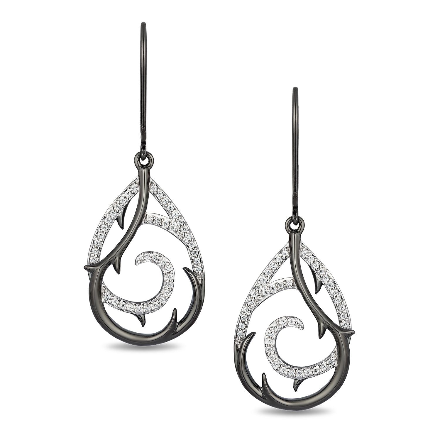 Disney Maleficent Inspired Diamonds Earrings in Sterling Silver