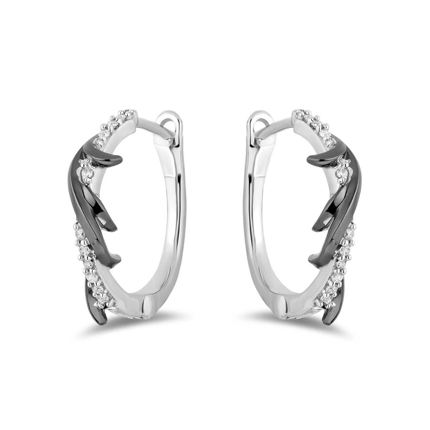 Enchanted Disney Fine Jewelry Black Rhodium over Sterling Silver with 1/10 CTTW Maleficent Earrings