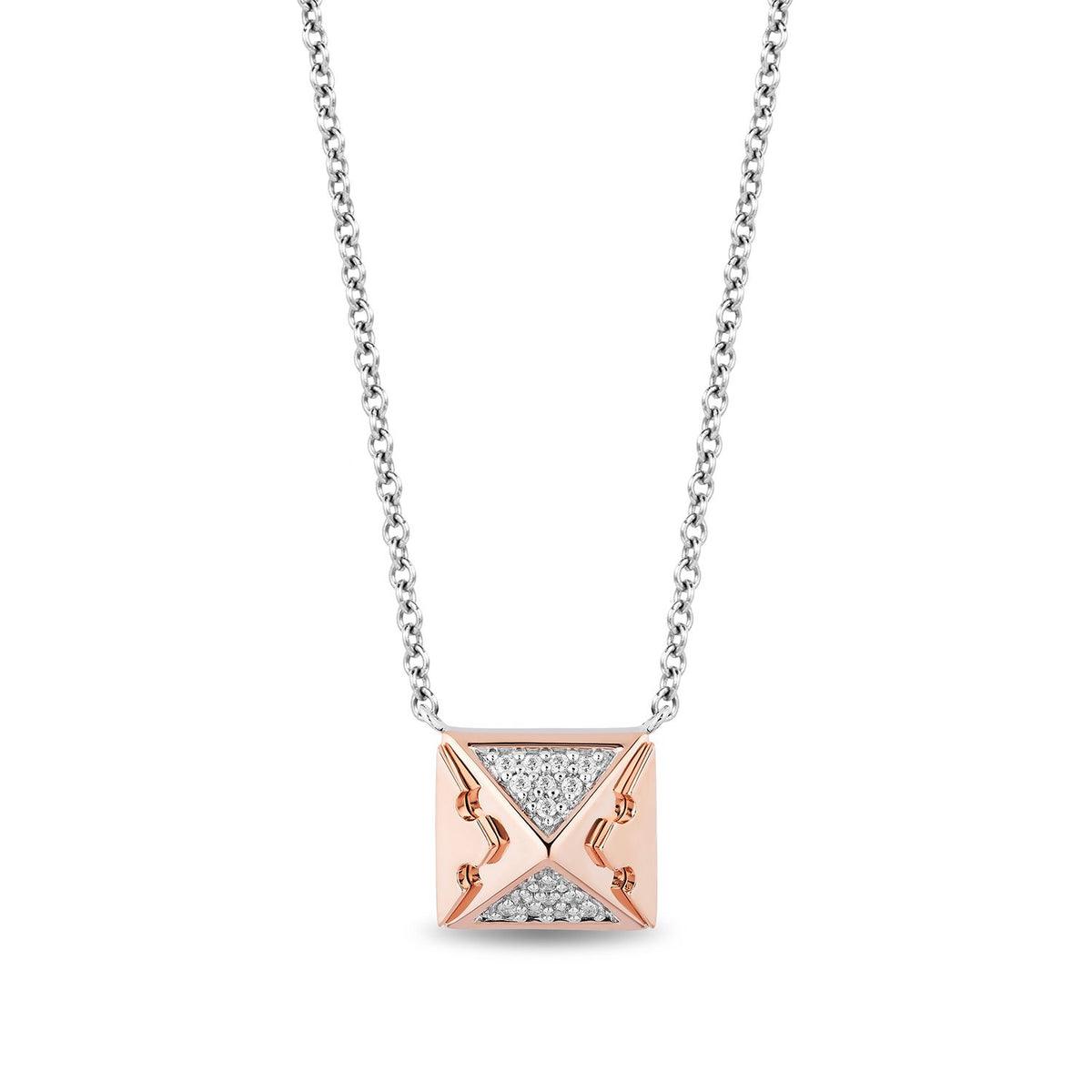 Disney Aurora Inspired Diamond Pendant Necklace Rose Gold Over Sterling Silver 1/5 Cttw | Enchanted Disney Fine Jewelry