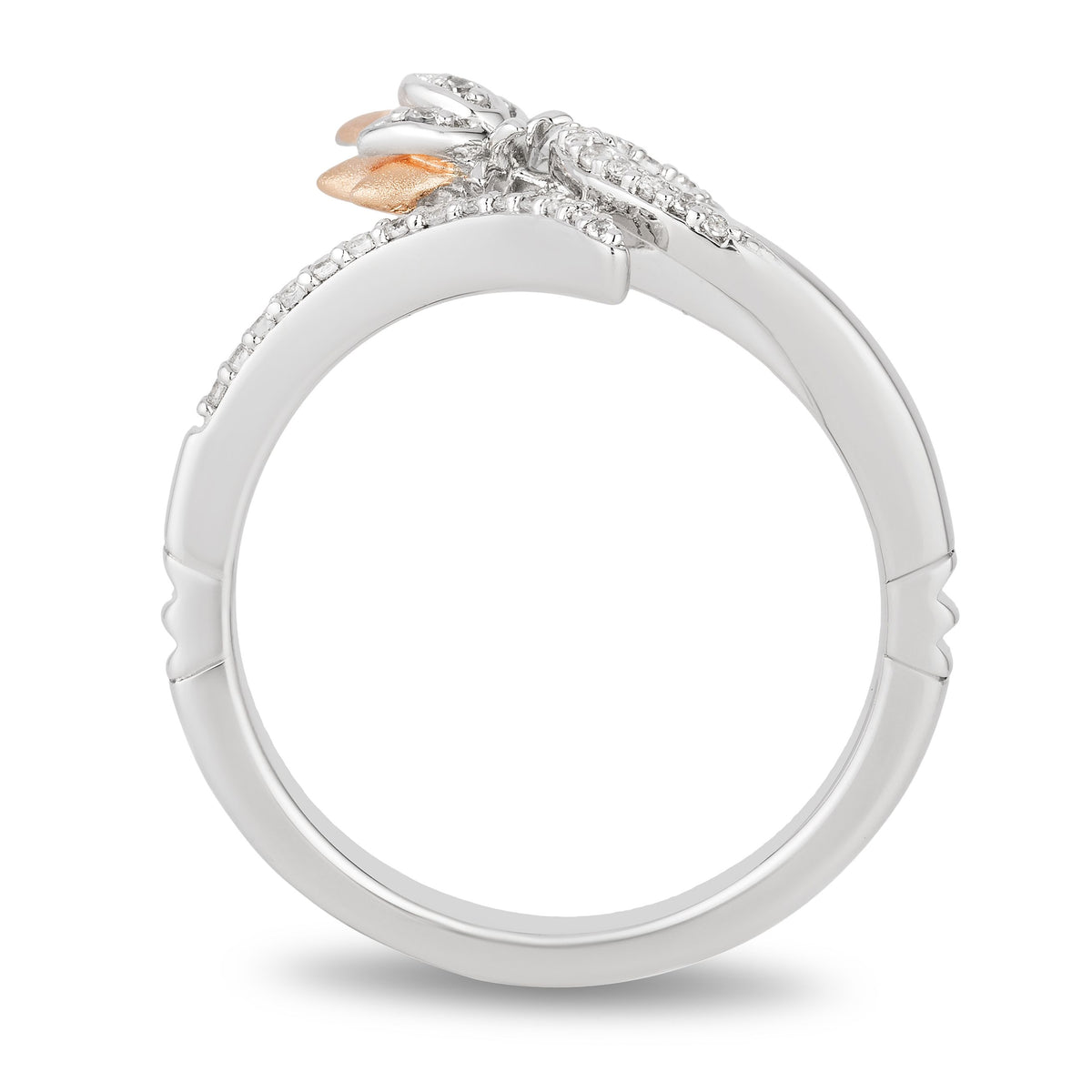 Enchanted Disney Fine Jewelry Sterling Silver and 10K Rose Gold 1/10 CTTW Jasmine Ring