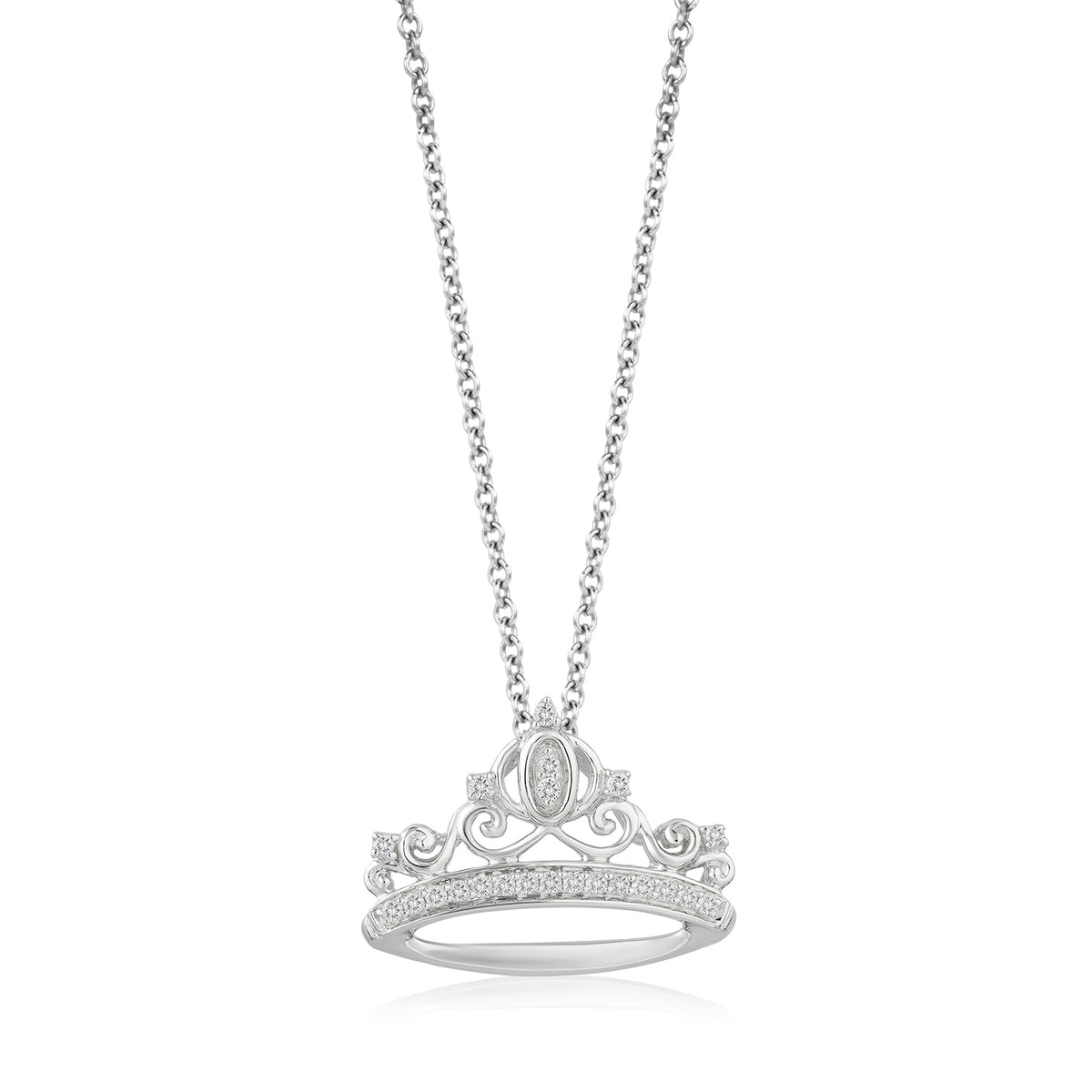 Disney Cinderella Inspired Crown Diamond Pendant 1 10 CTTW
