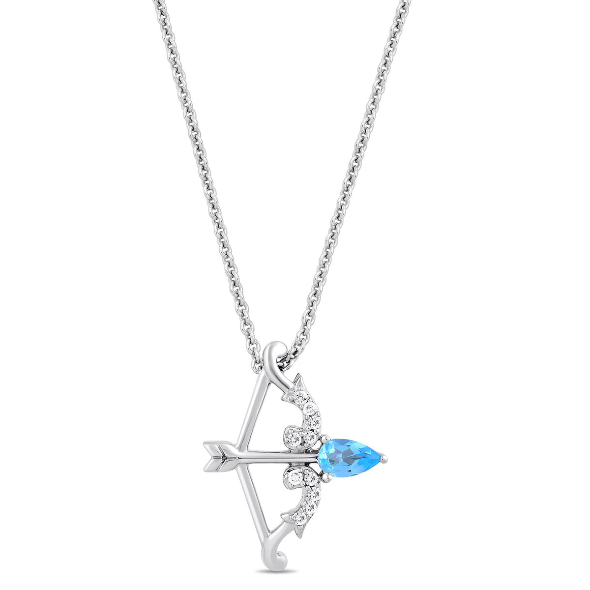 Disney Merida Inspired Diamond Pendant with Caribbean Blue Topaz Enchanted Disney Fine Jewelry