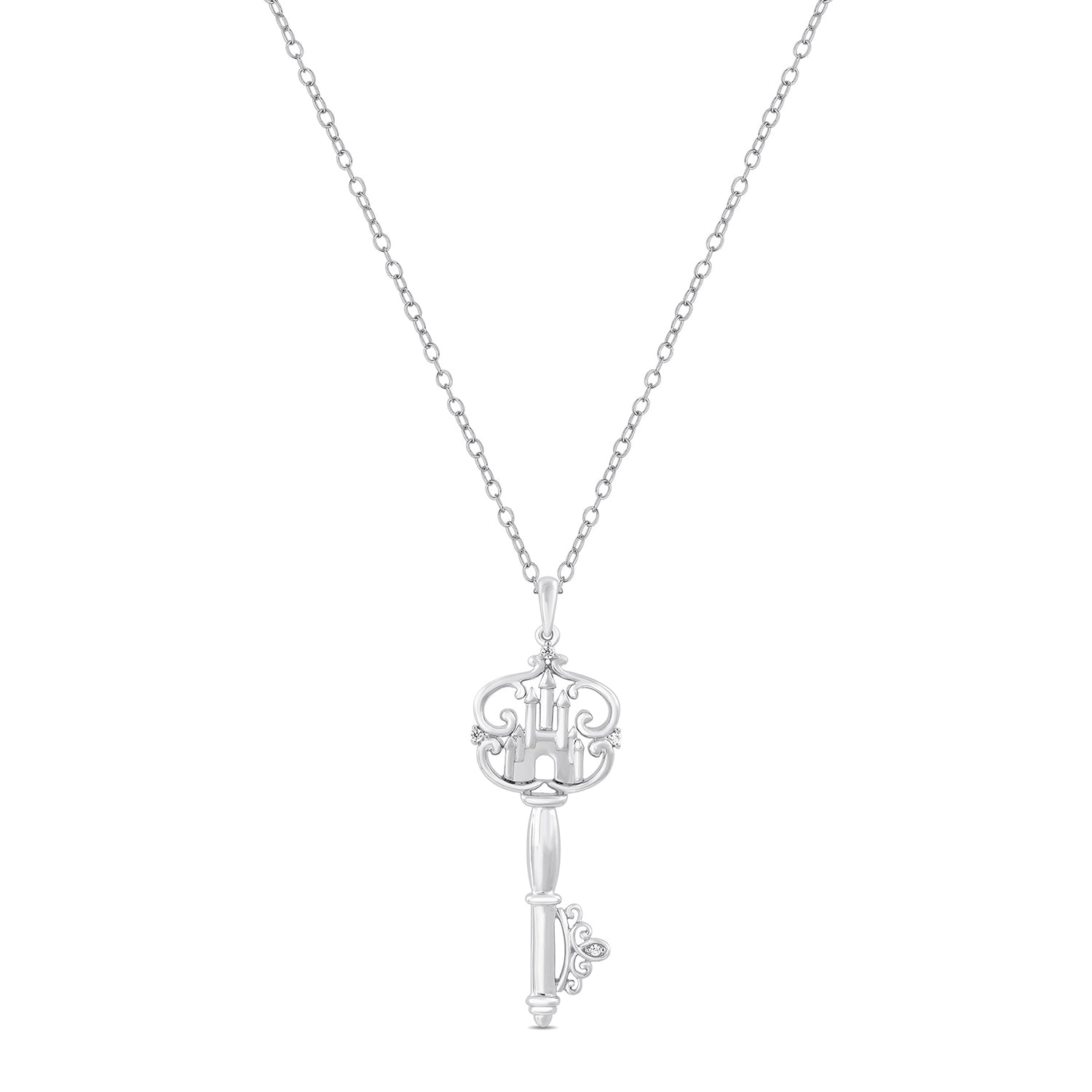 Disney Majestic Inspired Castle Key Diamond Pendant