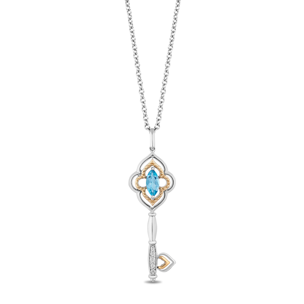 Disney Jasmine Inspired Diamond & Swiss Blue Topaz Necklace Disney Jasmine Inspired Diamond & Swiss Blue Topaz Necklace
