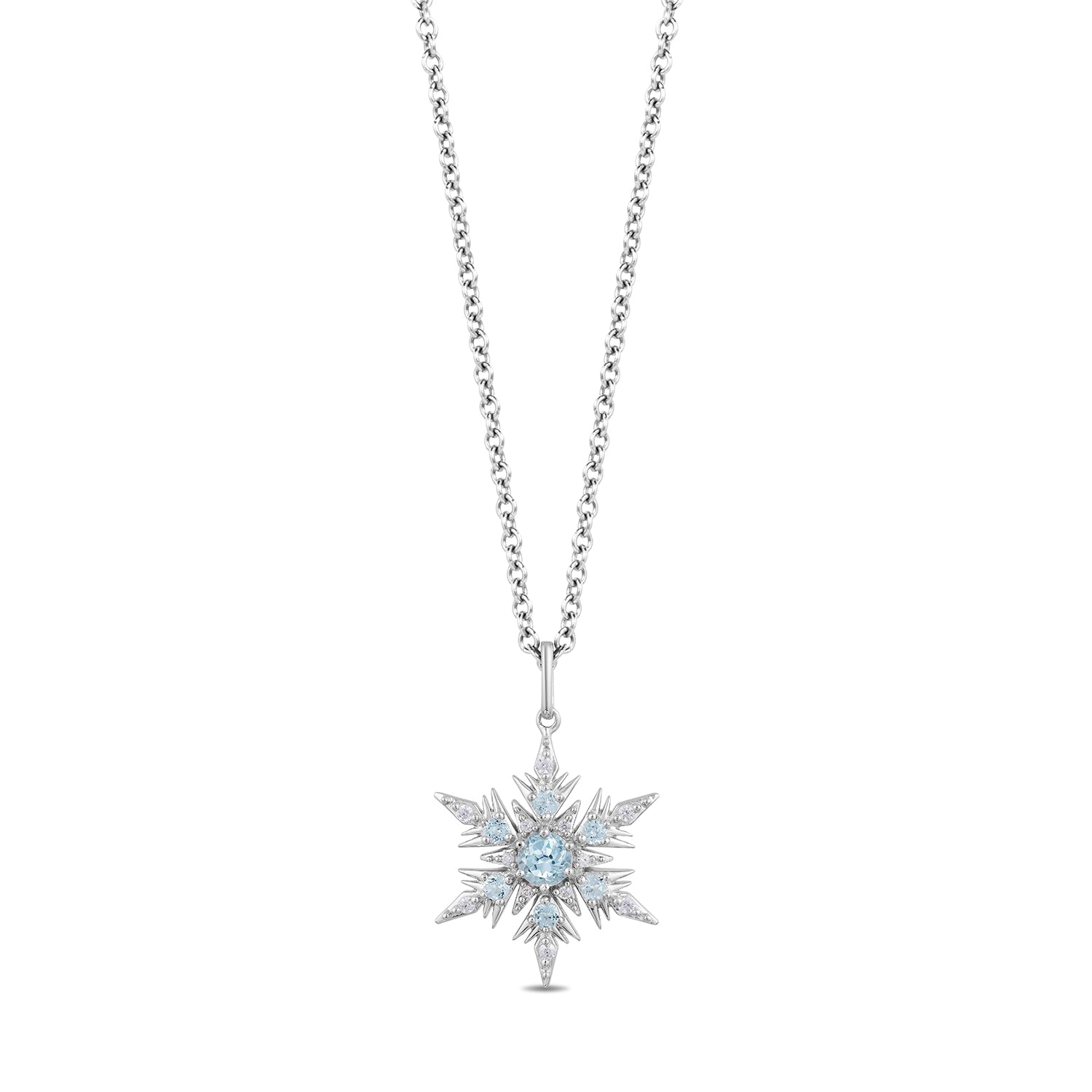 Disney Elsa Inspired Diamond Swiss Blue Topaz Necklace in