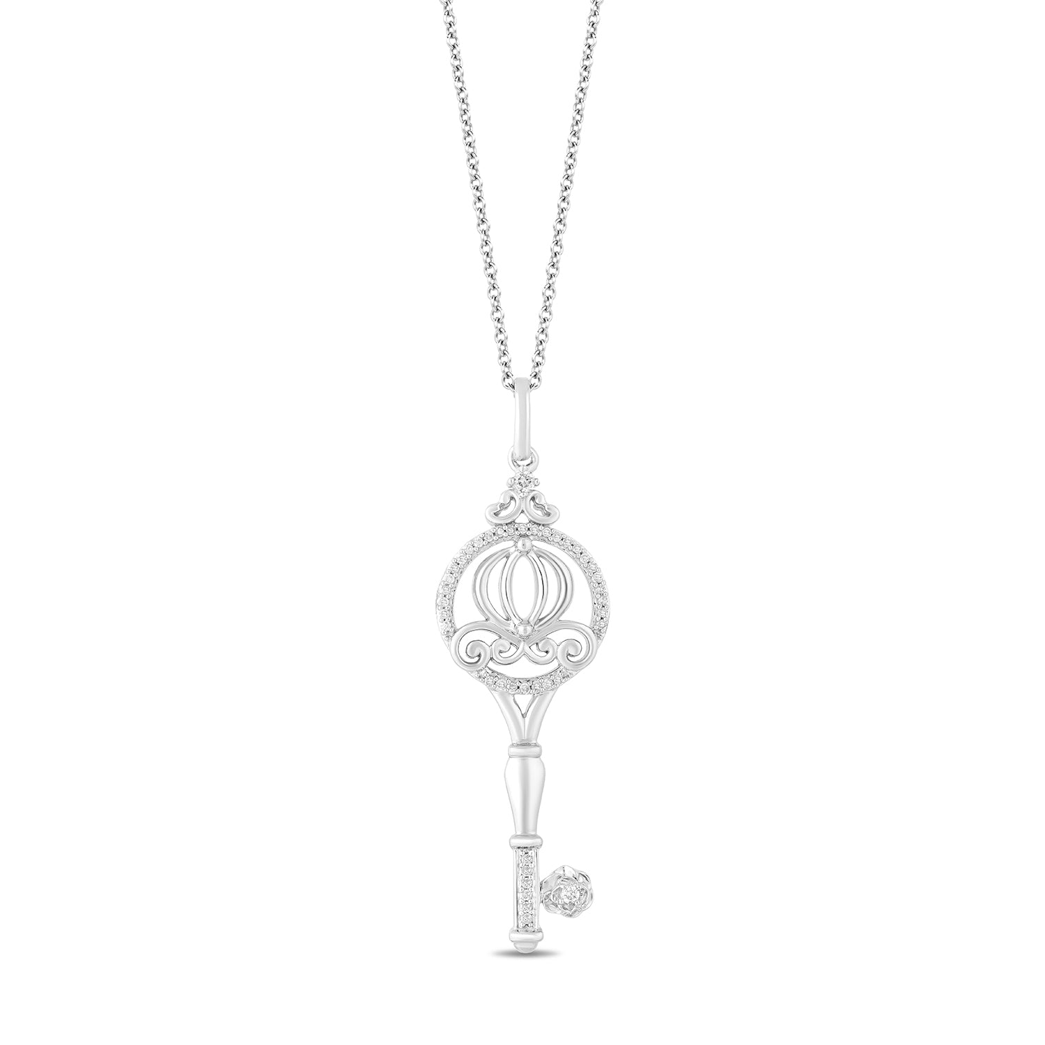 Disney Cinderella Inspired Diamond Key Pendant Necklace in