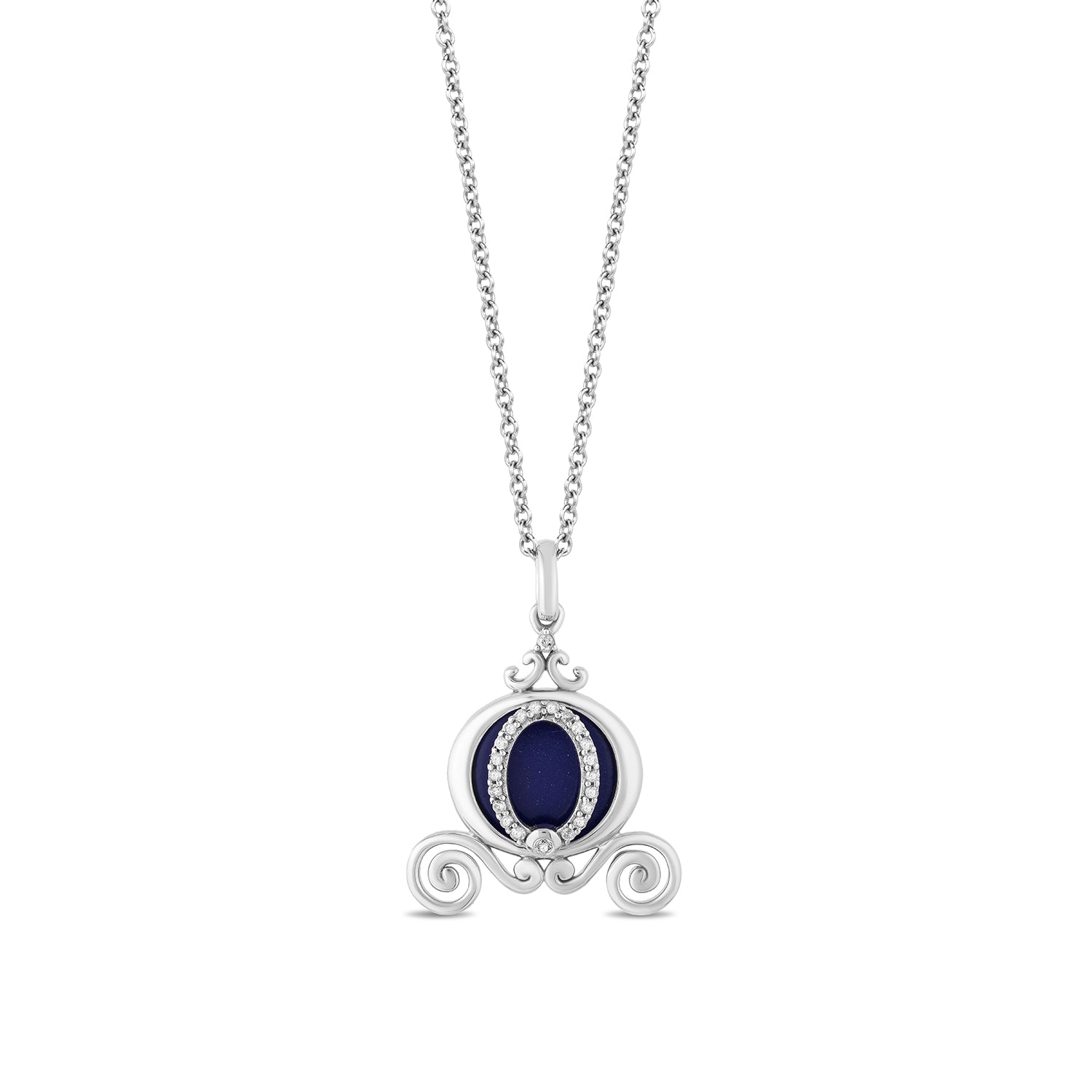 Disney Cinderella Inspired Diamond Lapis Necklace in Sterling