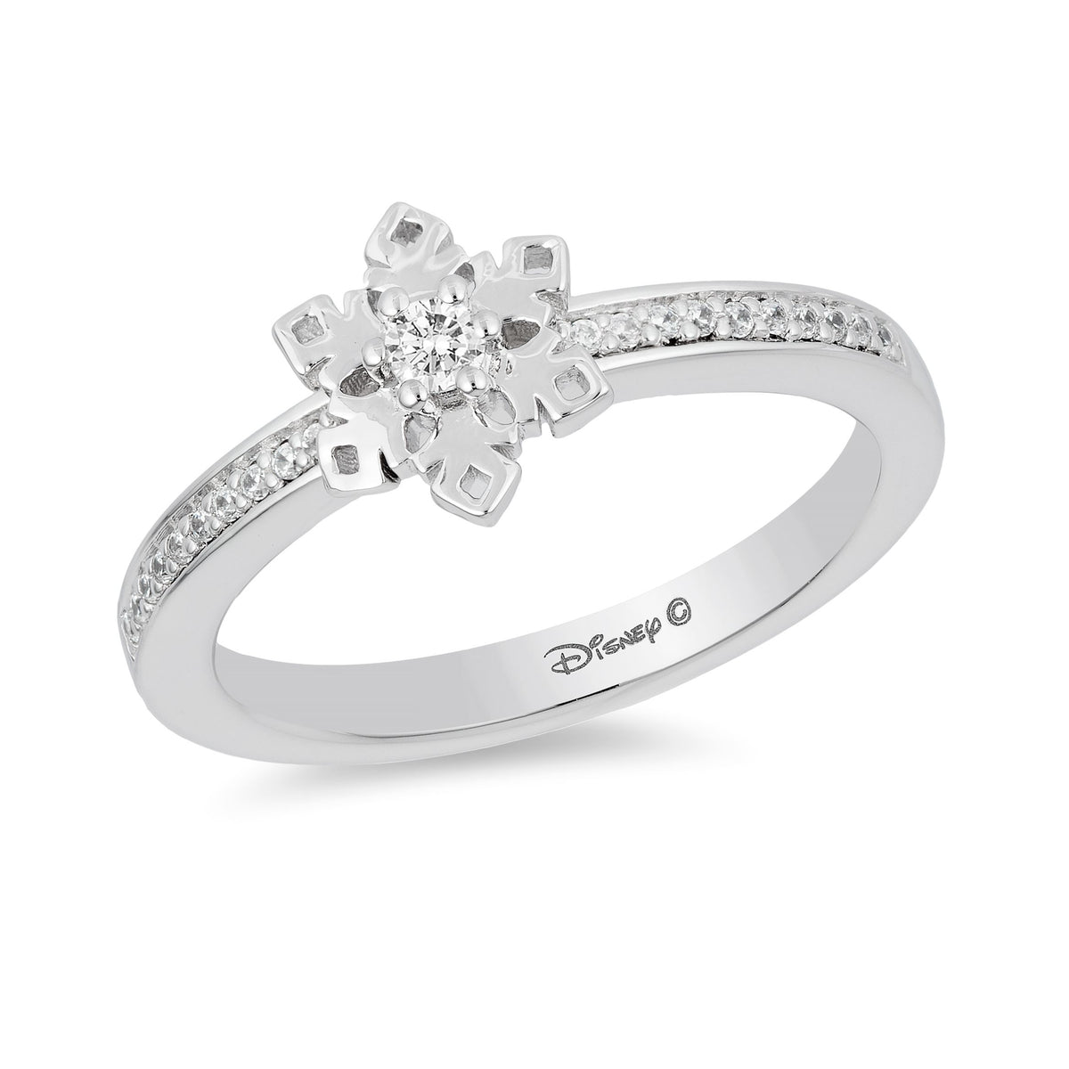 Enchanted Disney Fine Jewelry Sterling Silver 1 10 CTTW Elsa Snowflake Ring