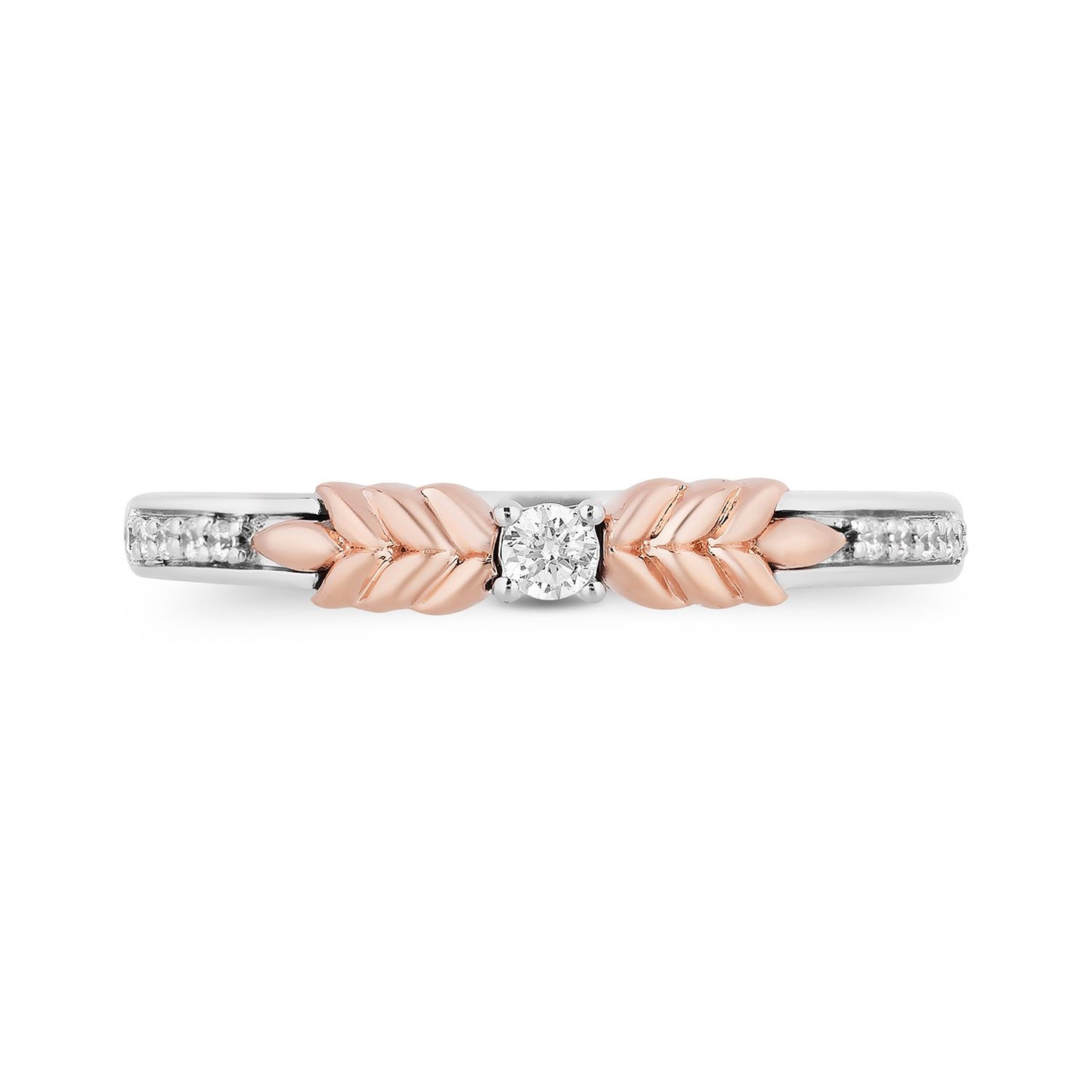 Disney Elsa Inspired Diamond Duo Stack Ring in Sterling Silver and 10K Rose Gold 1/5 CTTW View 4