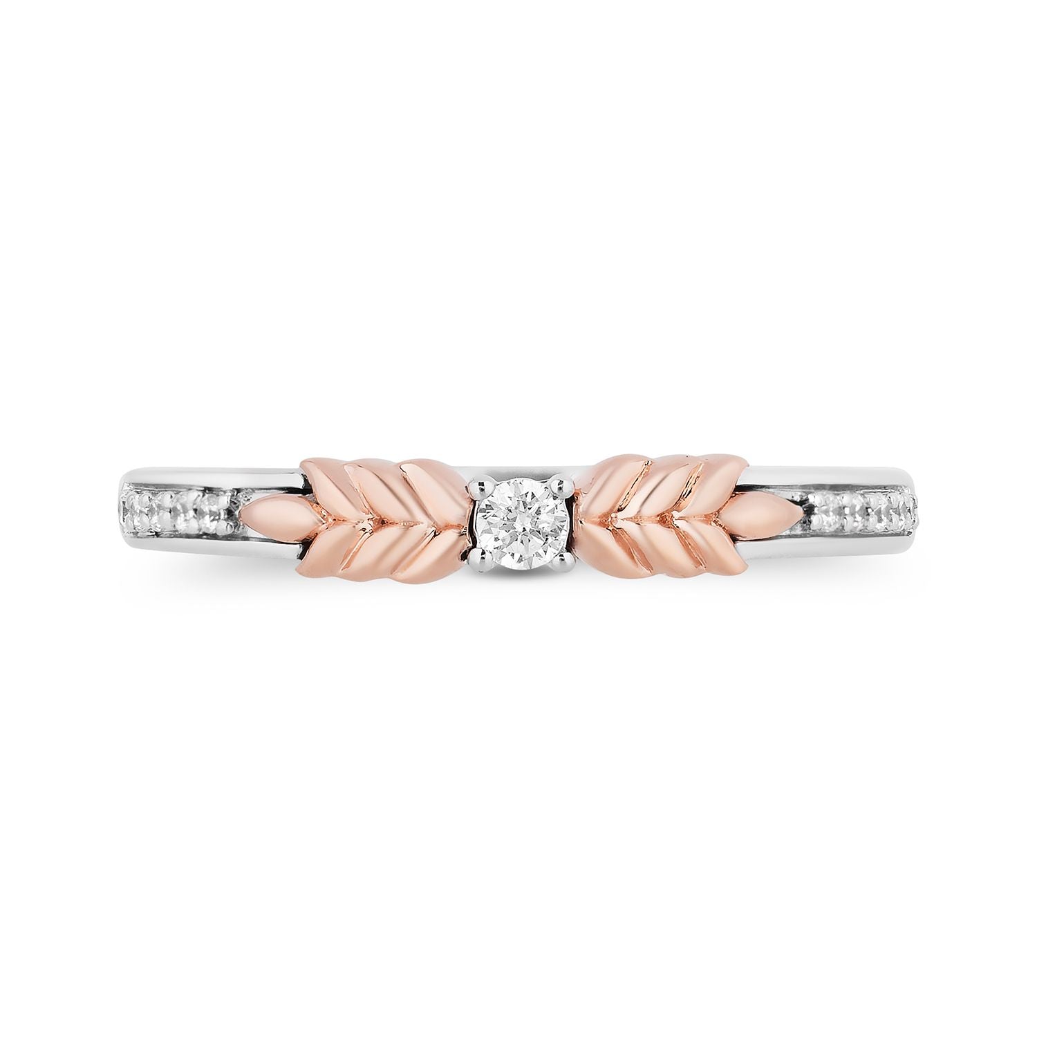 Disney Elsa Inspired Diamond Duo Stack Ring in Sterling Silver and 10K Rose Gold 1/5 CTTW View 4