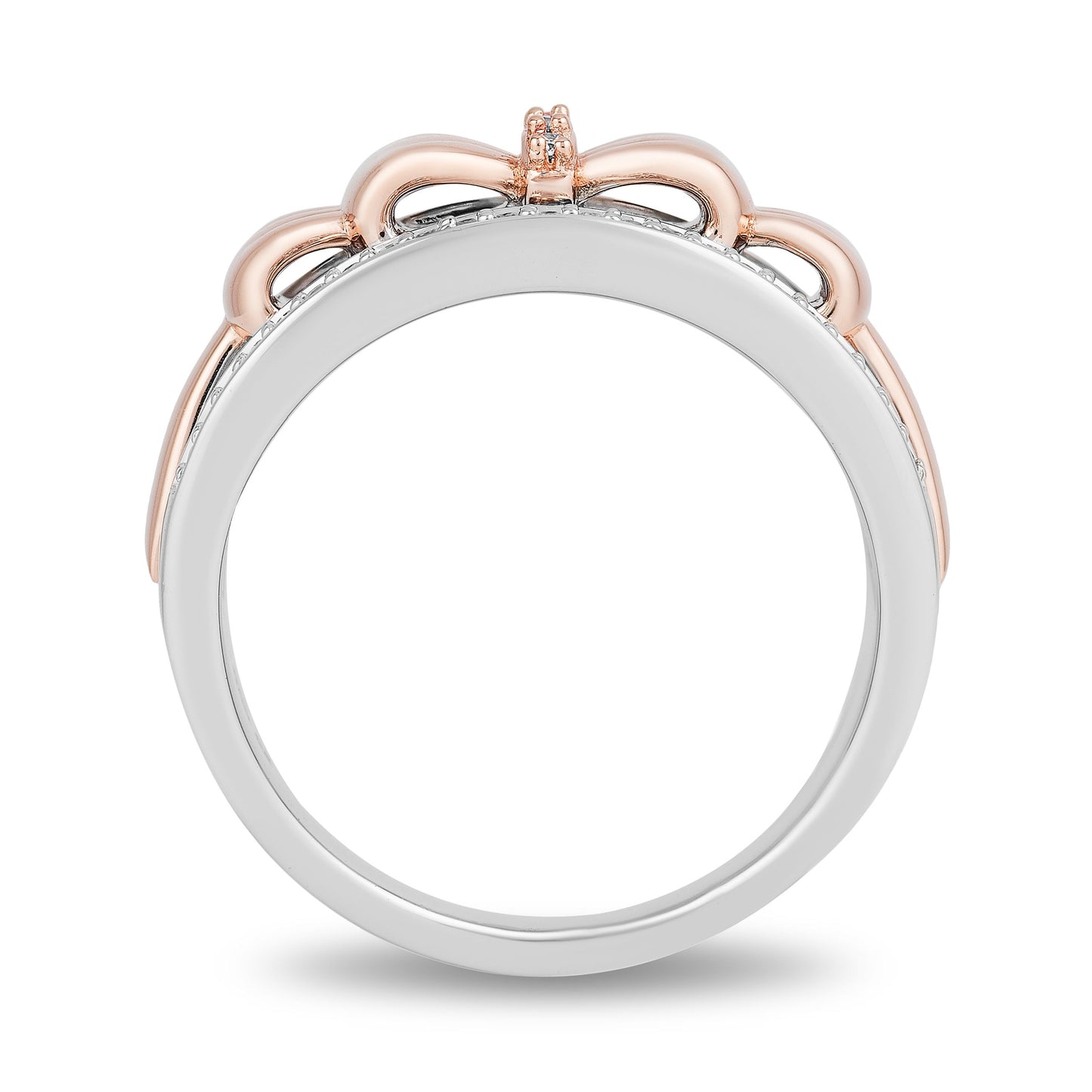 Enchanted Disney Fine Jewelry 14K Rose Gold Over Sterling Silver with 1/5 CTTW Snow White Bow Ring