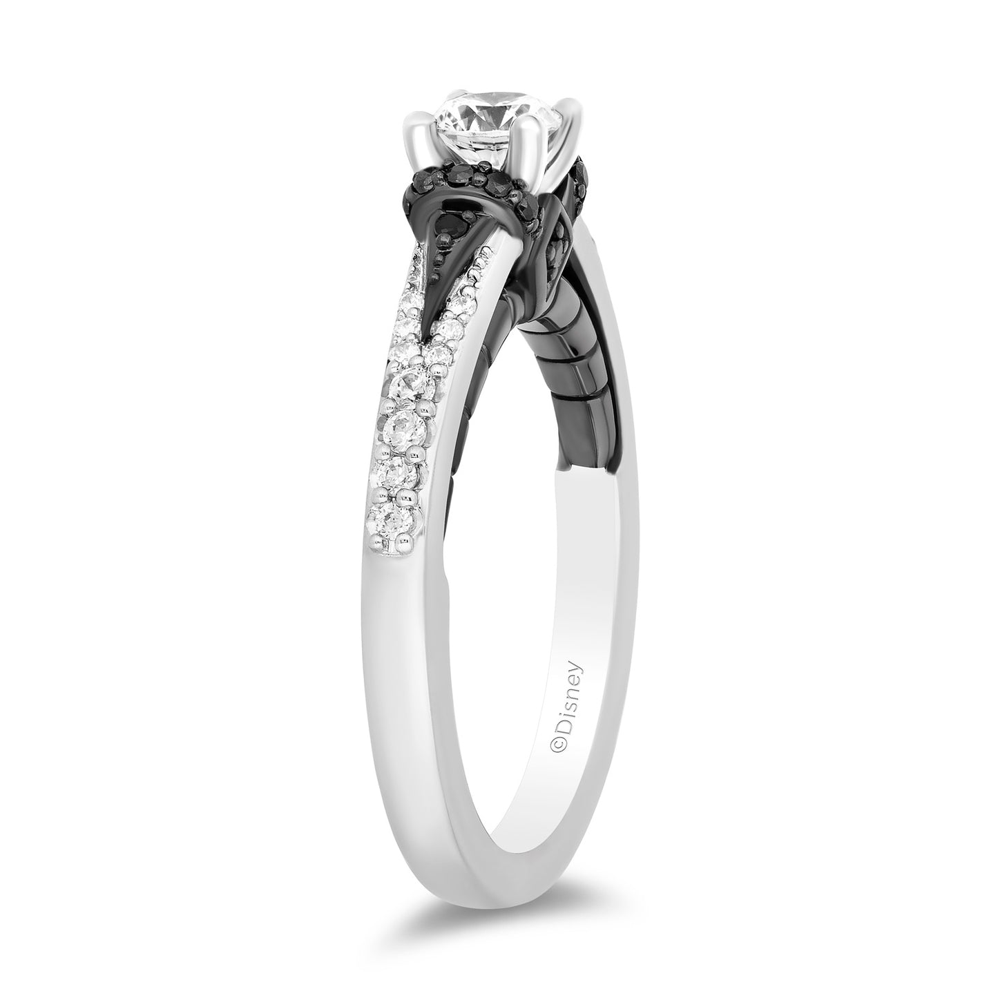 Disney Villain Maleficent Inspired Diamond Engagement Ring in 14K White Gold with Black Rhodium 1/2 CTTW Diamond Center Stone and 3/4 CTTW View 3