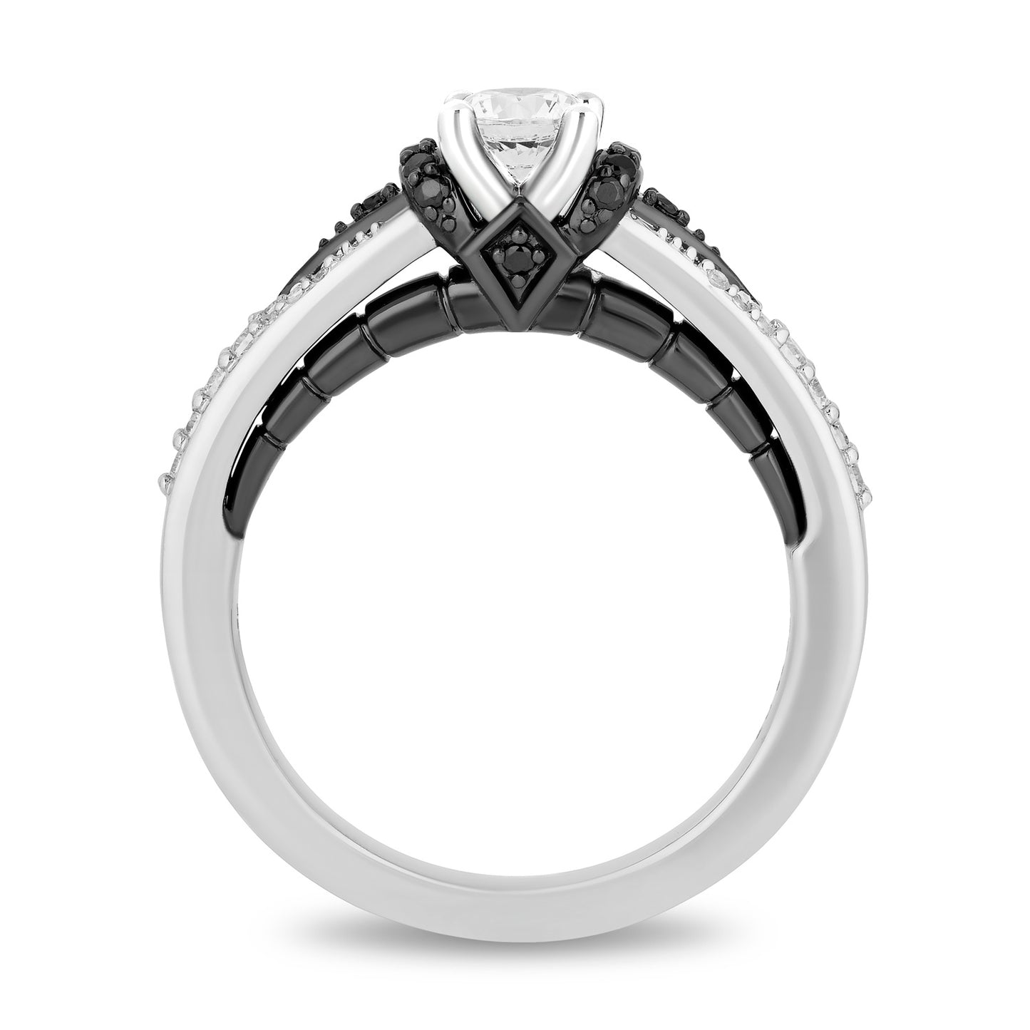 Disney Villain Maleficent Inspired Diamond Engagement Ring in 14K White Gold with Black Rhodium 1/2 CTTW Diamond Center Stone and 3/4 CTTW View 4