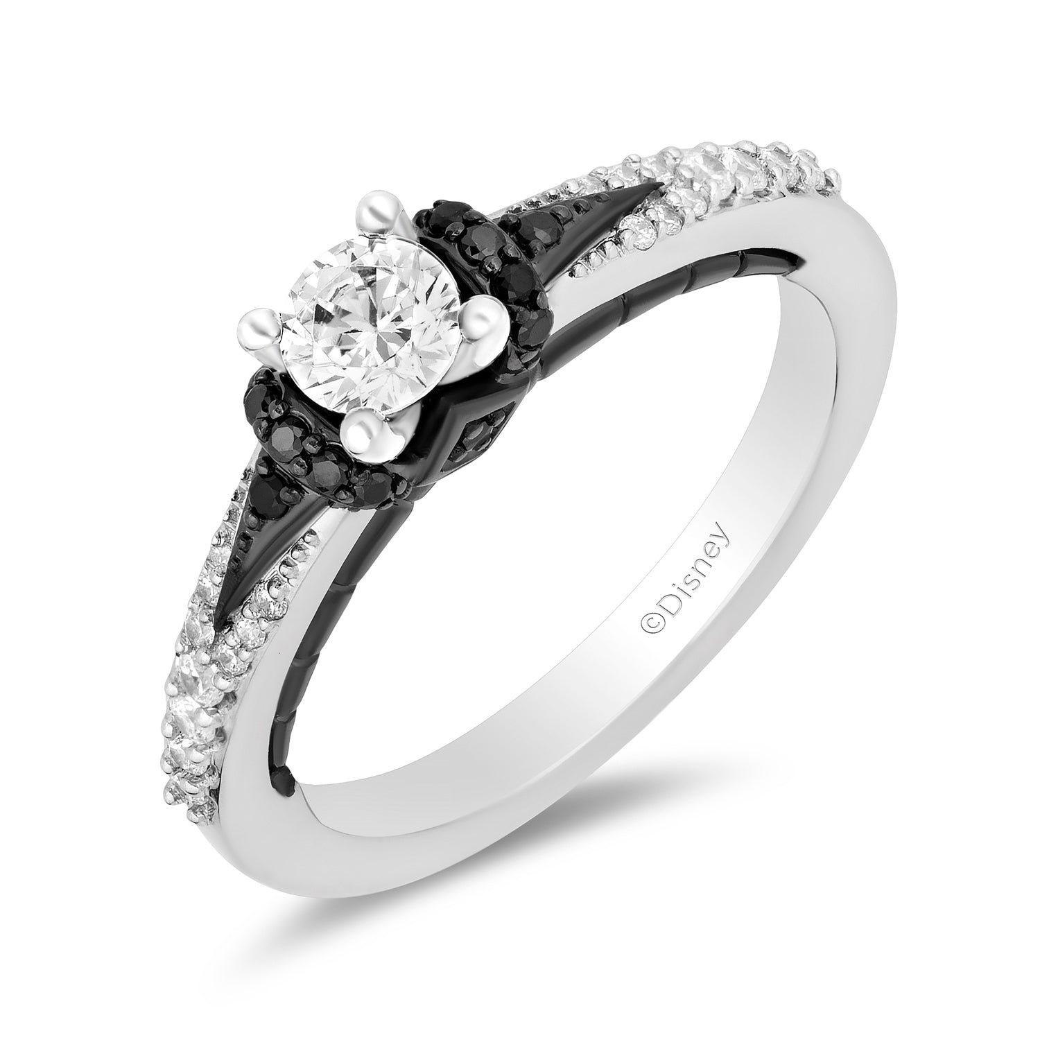 Disney Villain Maleficent Inspired Diamond Engagement Ring in 14K White Gold with Black Rhodium 1/2 CTTW Diamond Center Stone and 3/4 CTTW View 1