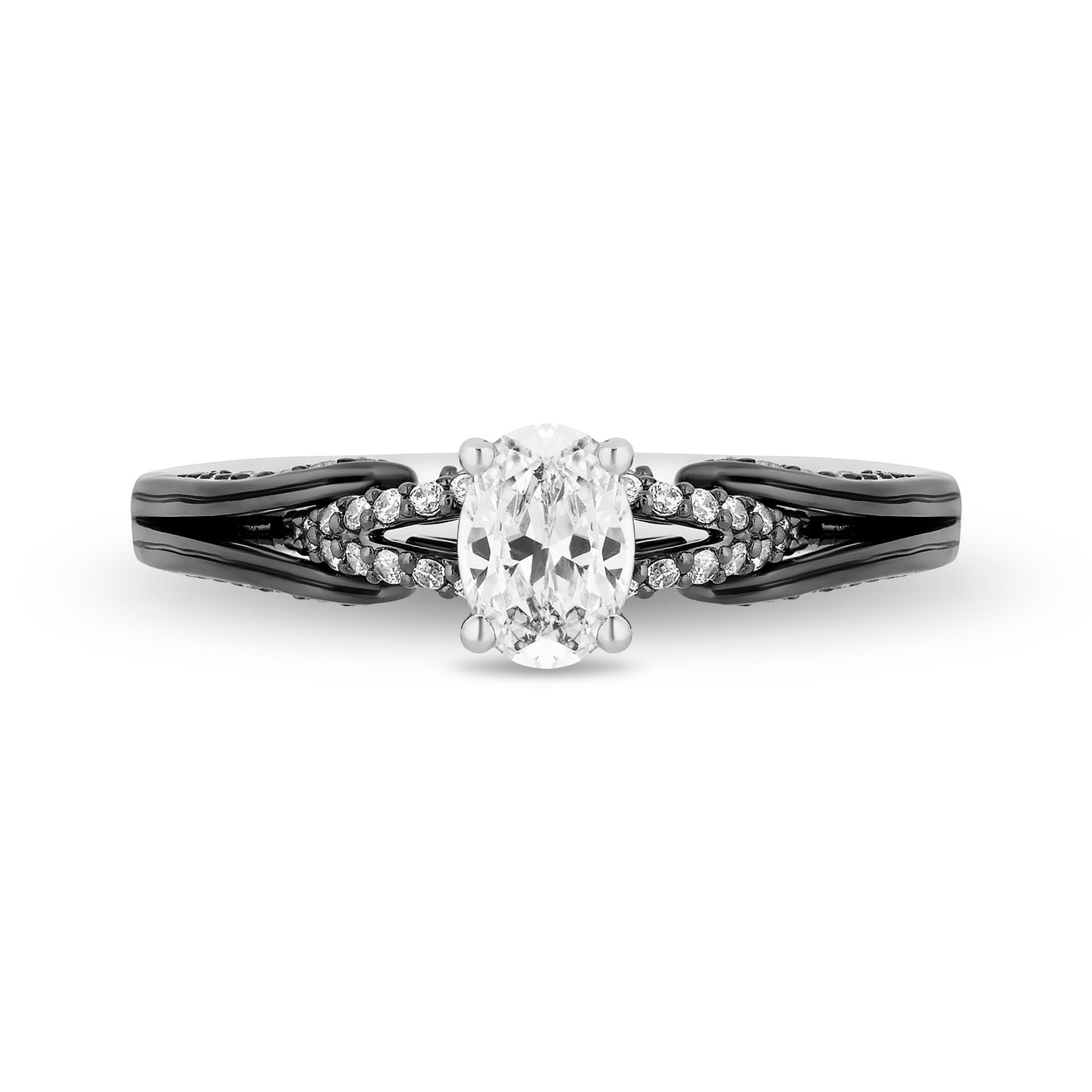 Disney Villain Ursula Inspired Diamond Engagement Ring in 14K White Gold with Black Rhodium 1/2 CT Diamond Center and 3/4 CTTW Diamonds View 2