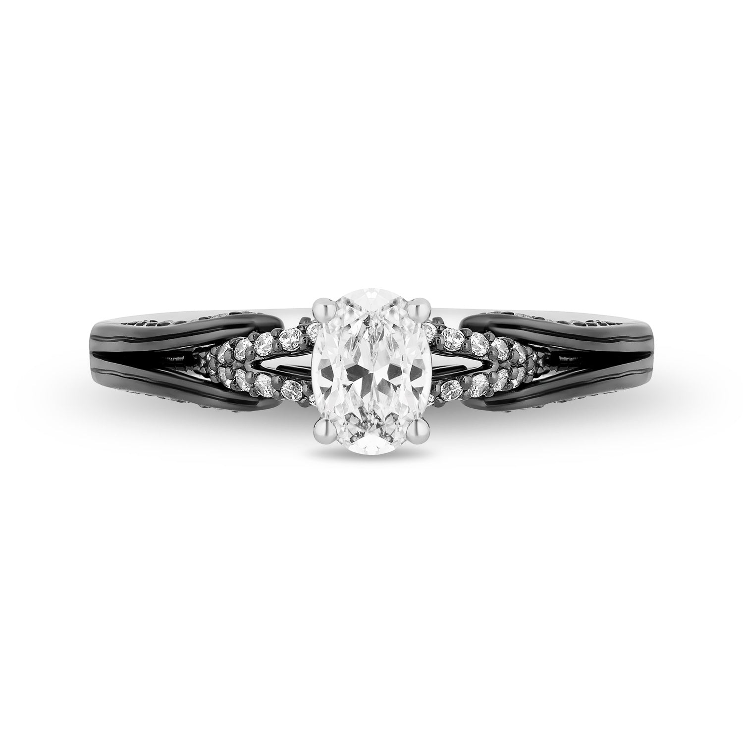 Disney Villain Ursula Inspired Diamond Engagement Ring in 14K White Gold with Black Rhodium 1/2 CT Diamond Center and 3/4 CTTW Diamonds View 2