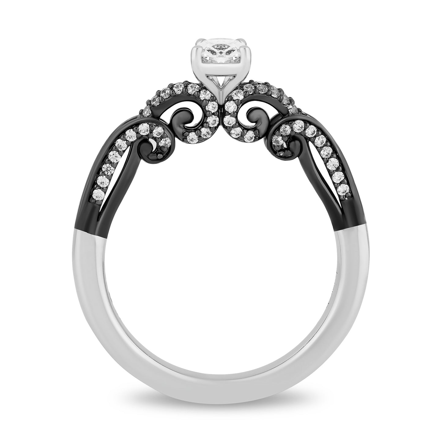 Disney Villain Ursula Inspired Diamond Engagement Ring in 14K White Gold with Black Rhodium 1/2 CT Diamond Center and 3/4 CTTW Diamonds View 3