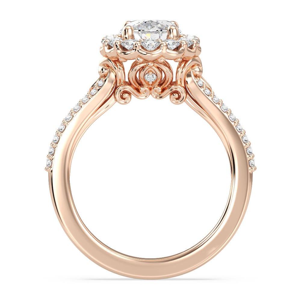 Enchanted Star Lab Grown Diamond 14K Gold Cinderella Split Shank Halo Engagement Ring
