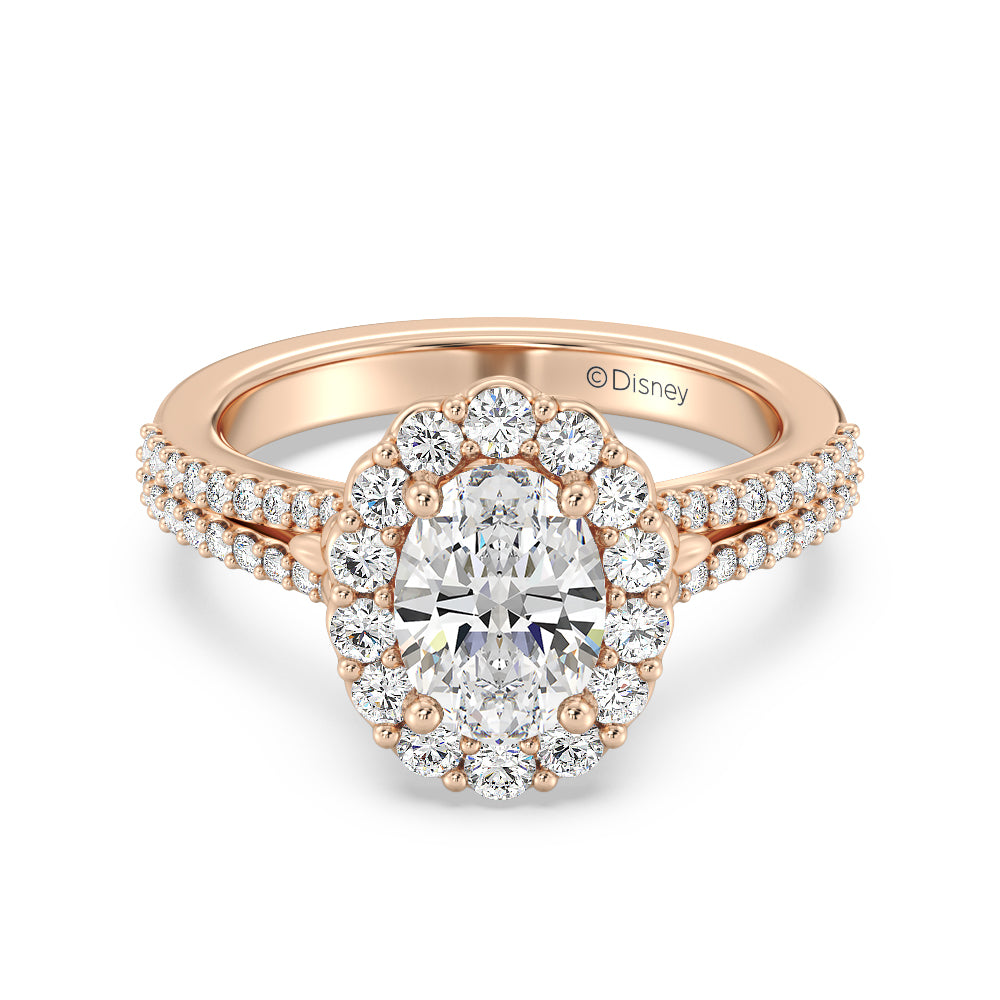 Enchanted Star Lab Grown Diamond 14K Gold Cinderella Split Shank Halo Engagement Ring